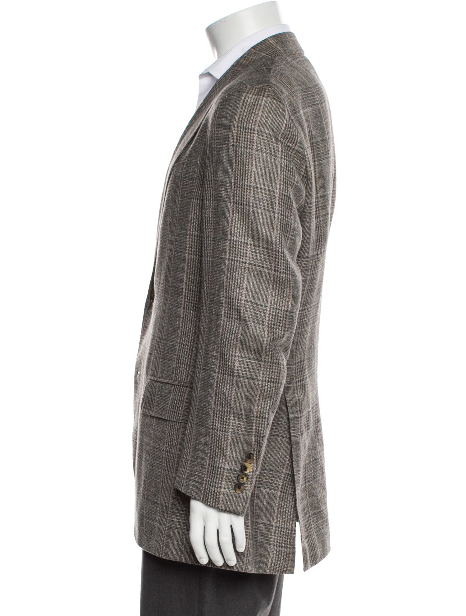 CARUSO Plaid Print Overcoat