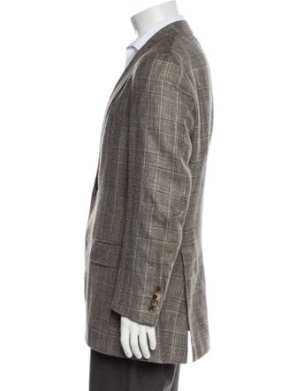CARUSO Plaid Print Overcoat