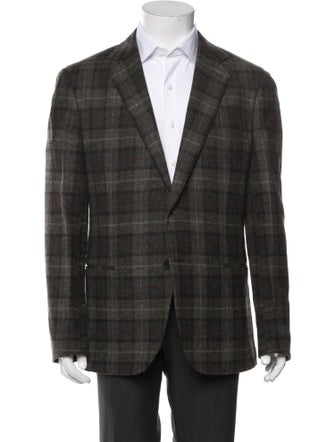 CARUSO Wool Plaid Print Blazer