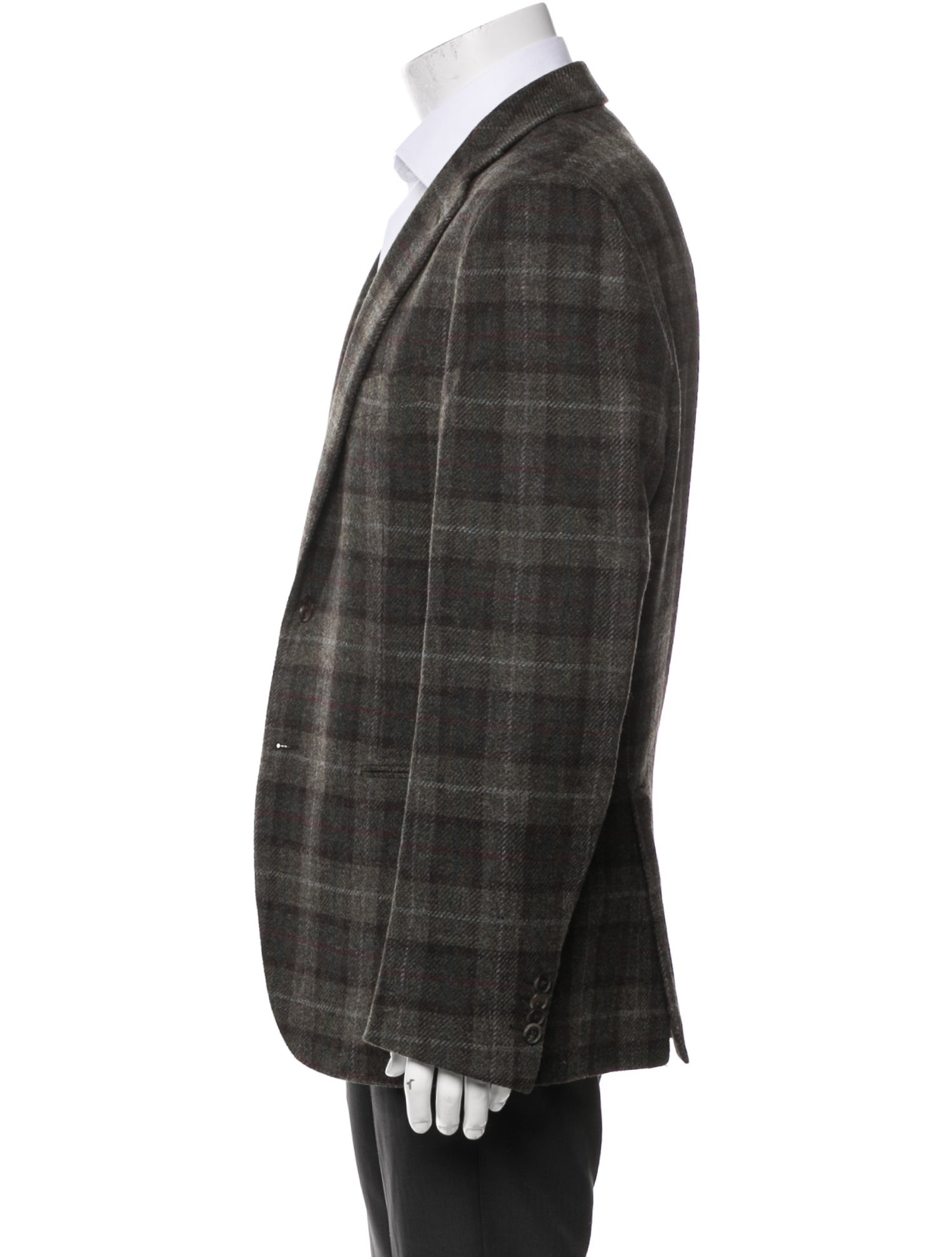 CARUSO Wool Plaid Print Blazer