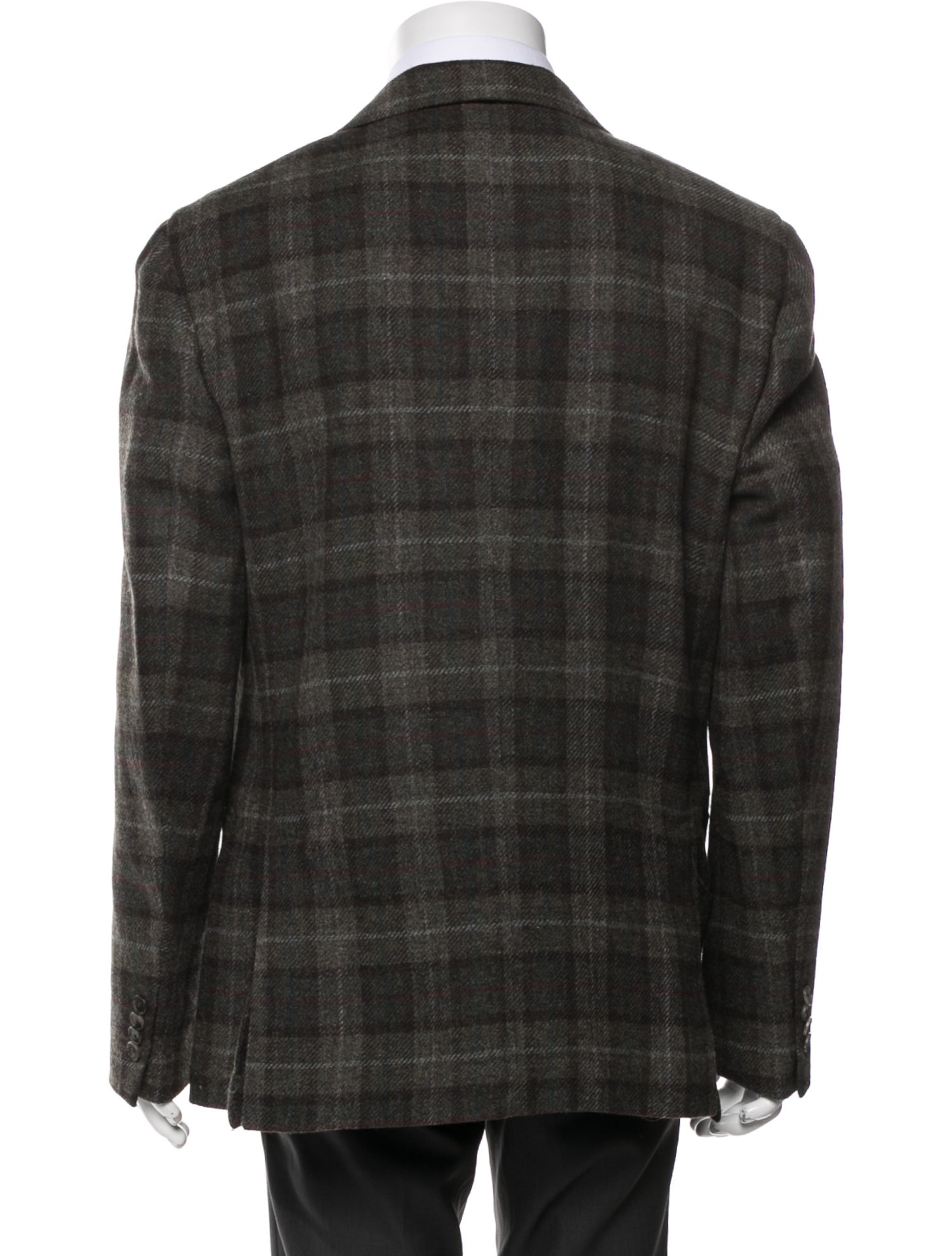 CARUSO Wool Plaid Print Blazer