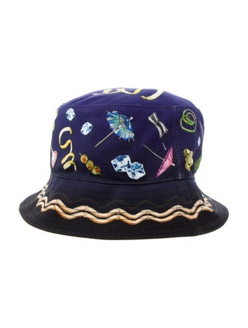 Casablanca Hats Casa Club Nuit Printed Bucket Hat 'Navy Blue'
