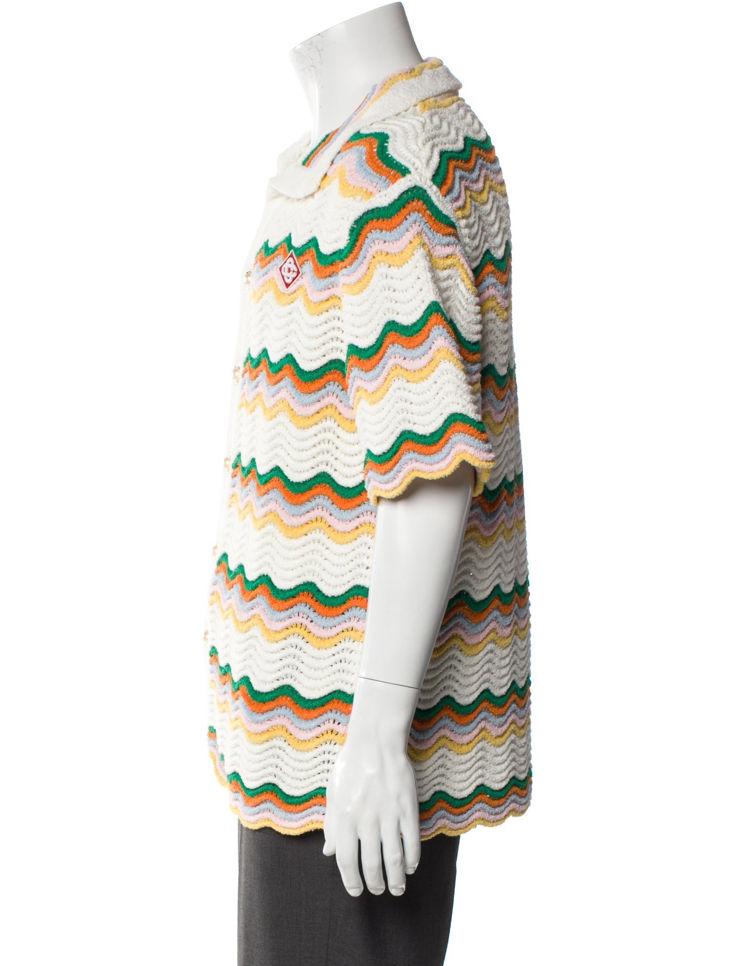 Casablanca Wavy Gradient Striped Polo Sweater