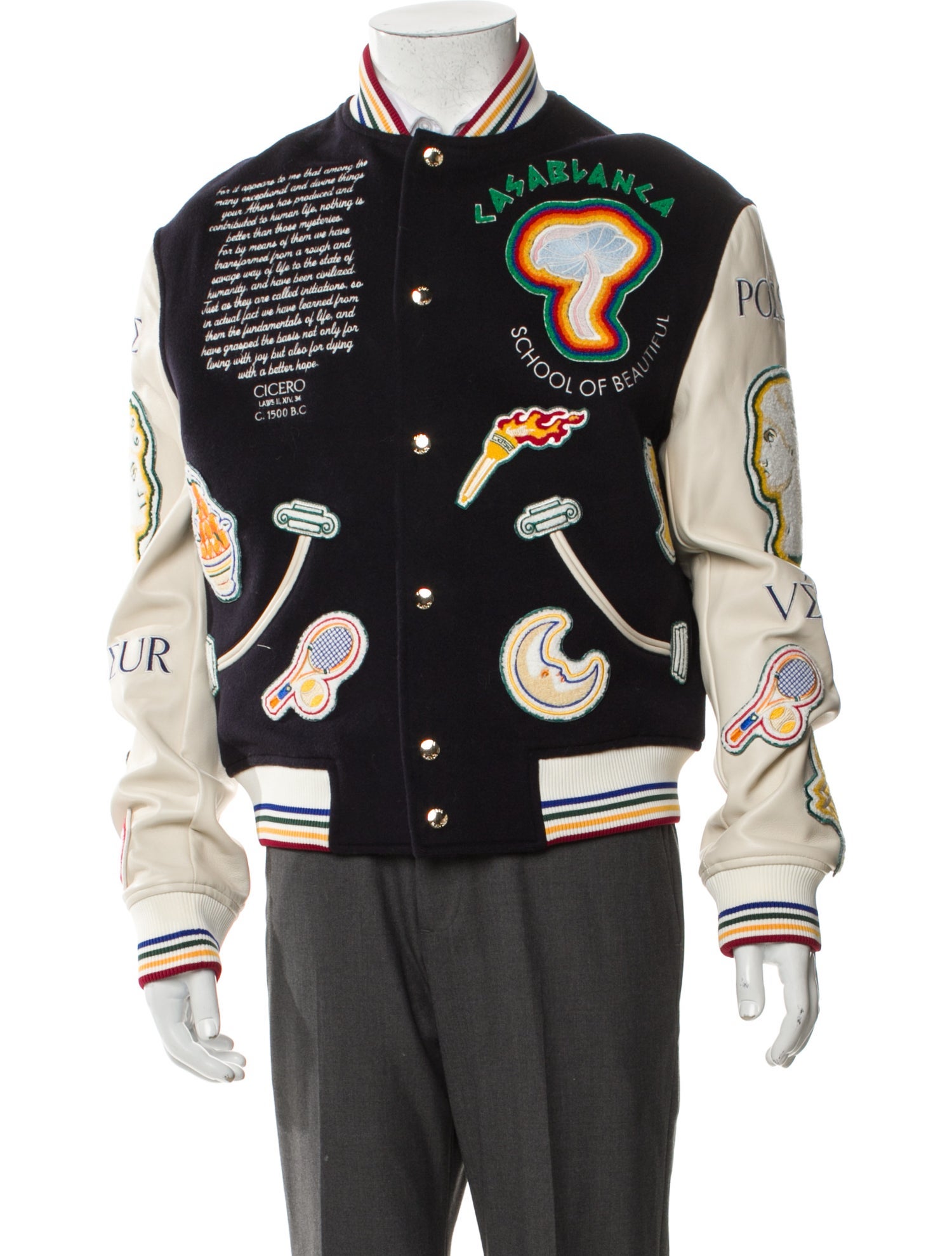 Casablanca 2024 Chenille Embroidered Patchwork Varsity Jacket