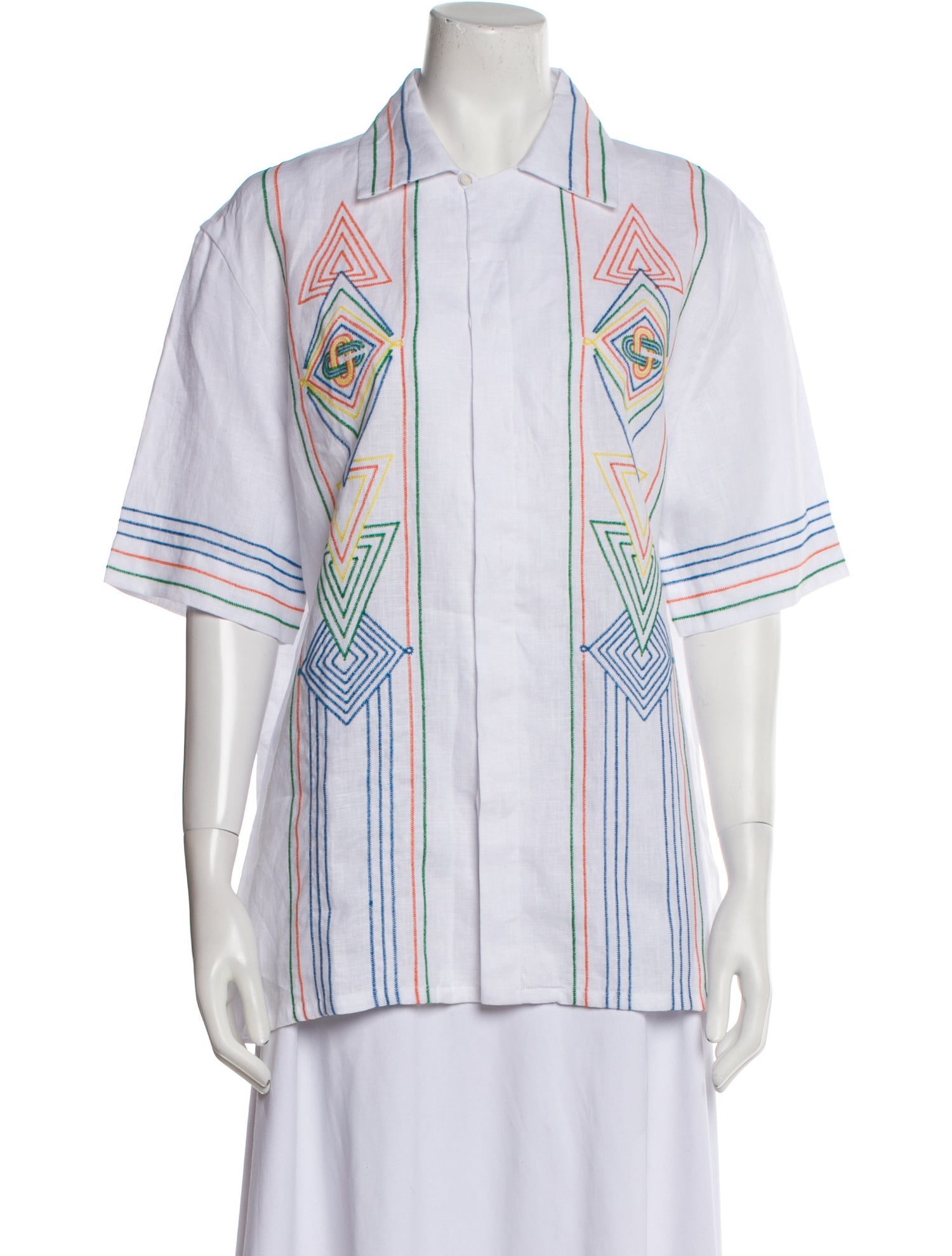 Casablanca Linen Striped Button-Up Top w/ Tags