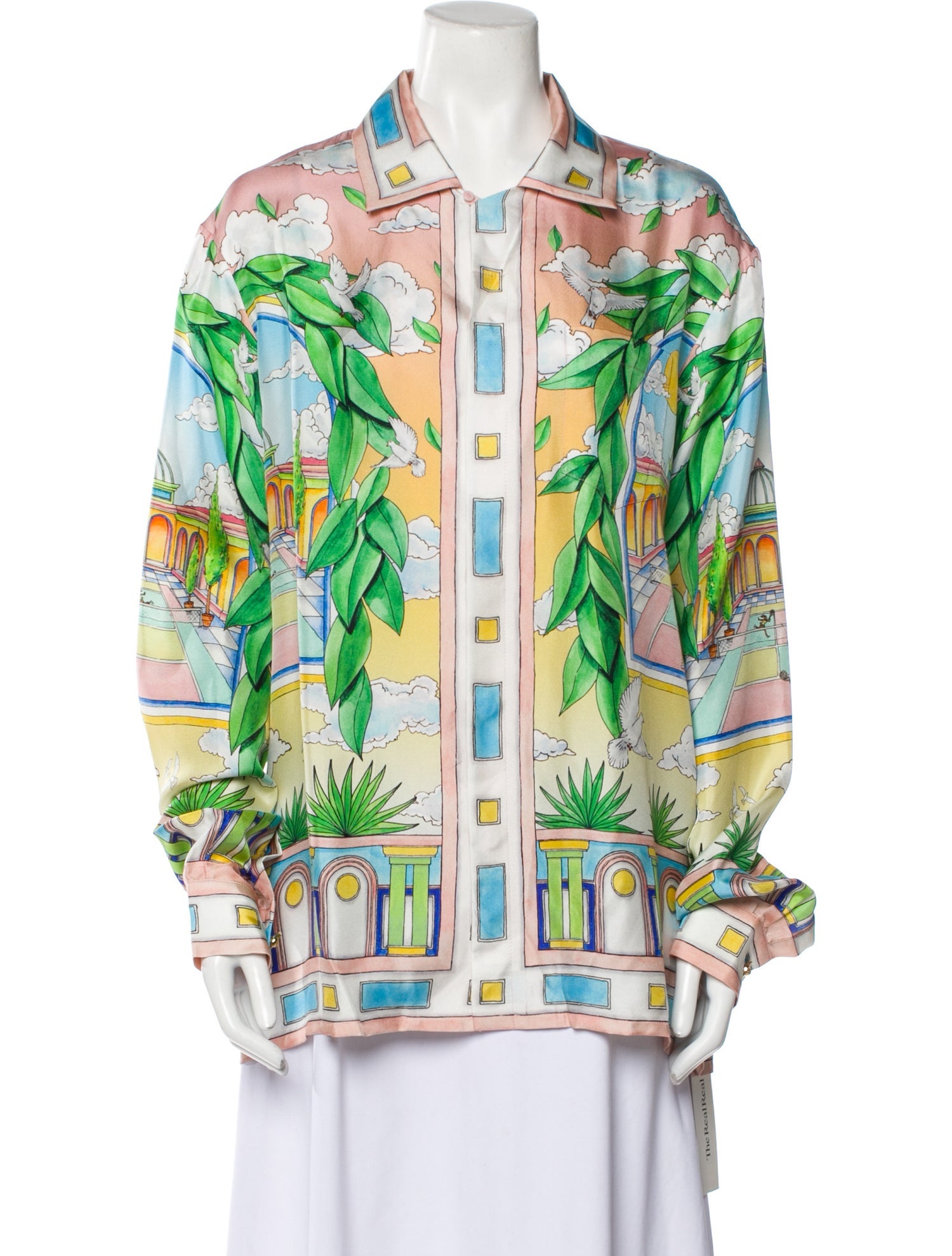 Casablanca Silk Printed Button-Up Top w/ Tags