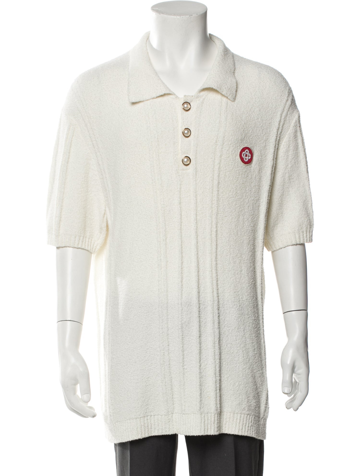 Casablanca 2022 Faux Pearl Accents Polo Sweater