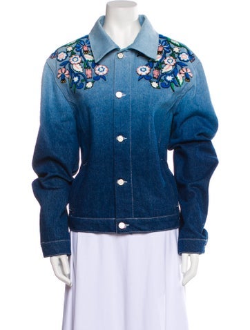 Casablanca Jackets 2023 Gradient Floral Embroidery Denim Jacket XL