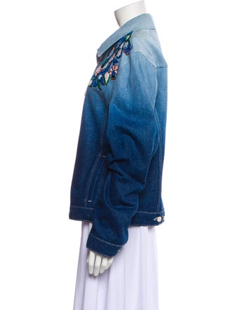 Casablanca 2023 Gradient Floral Embroidery Denim Jacket