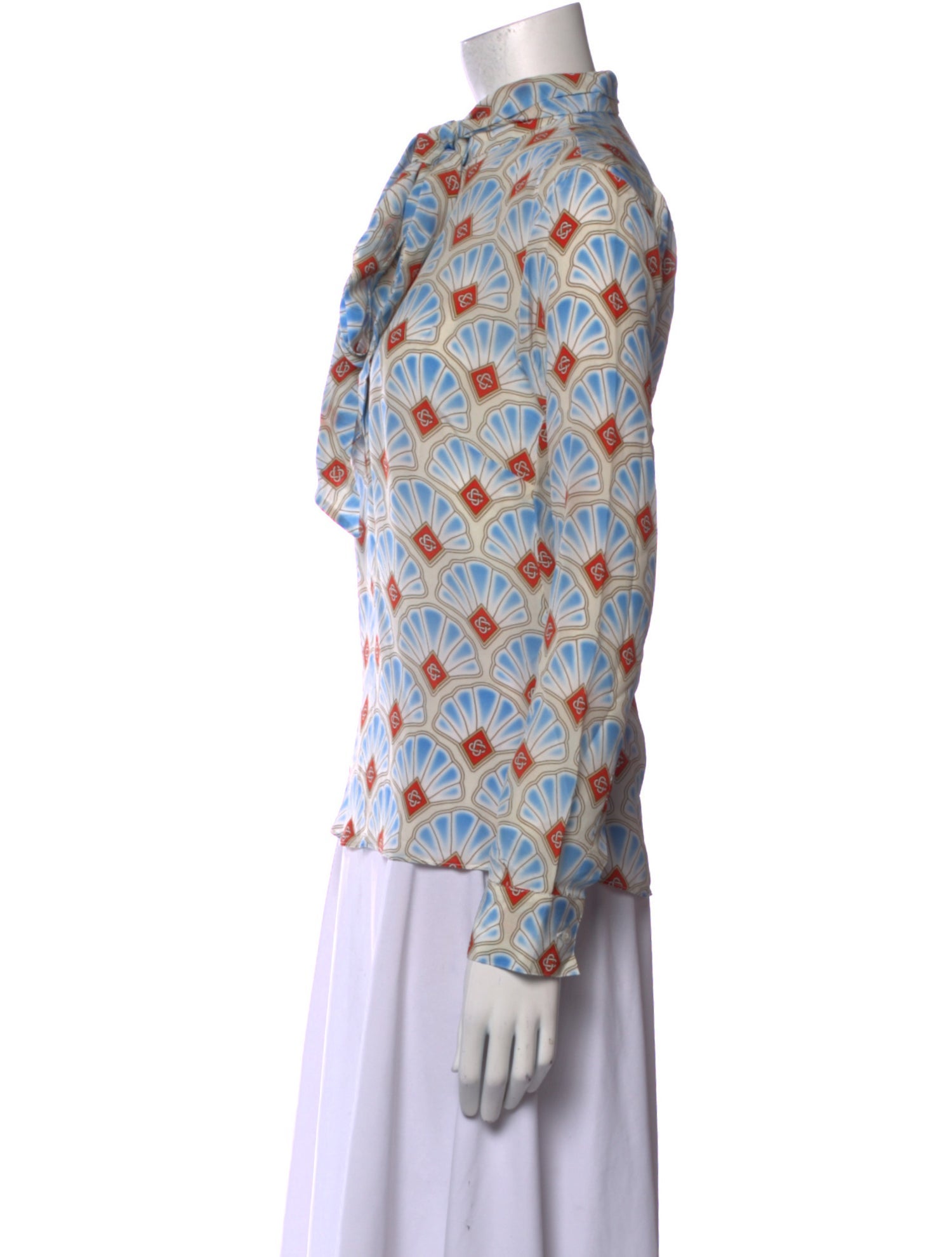 Casablanca Printed Mock Neck Blouse