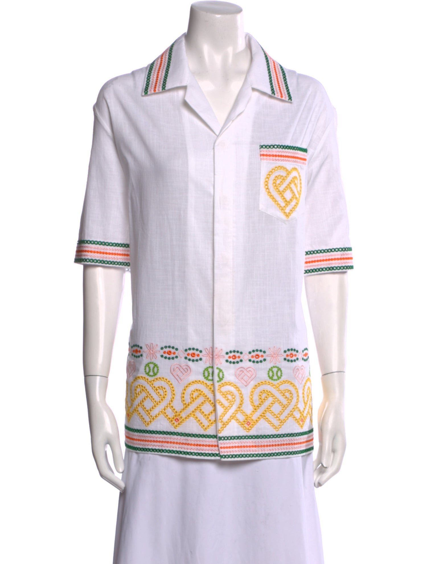 Casablanca 2024 Broderie Anglaise Gradient Hearts Button-Up Top w/ Tags