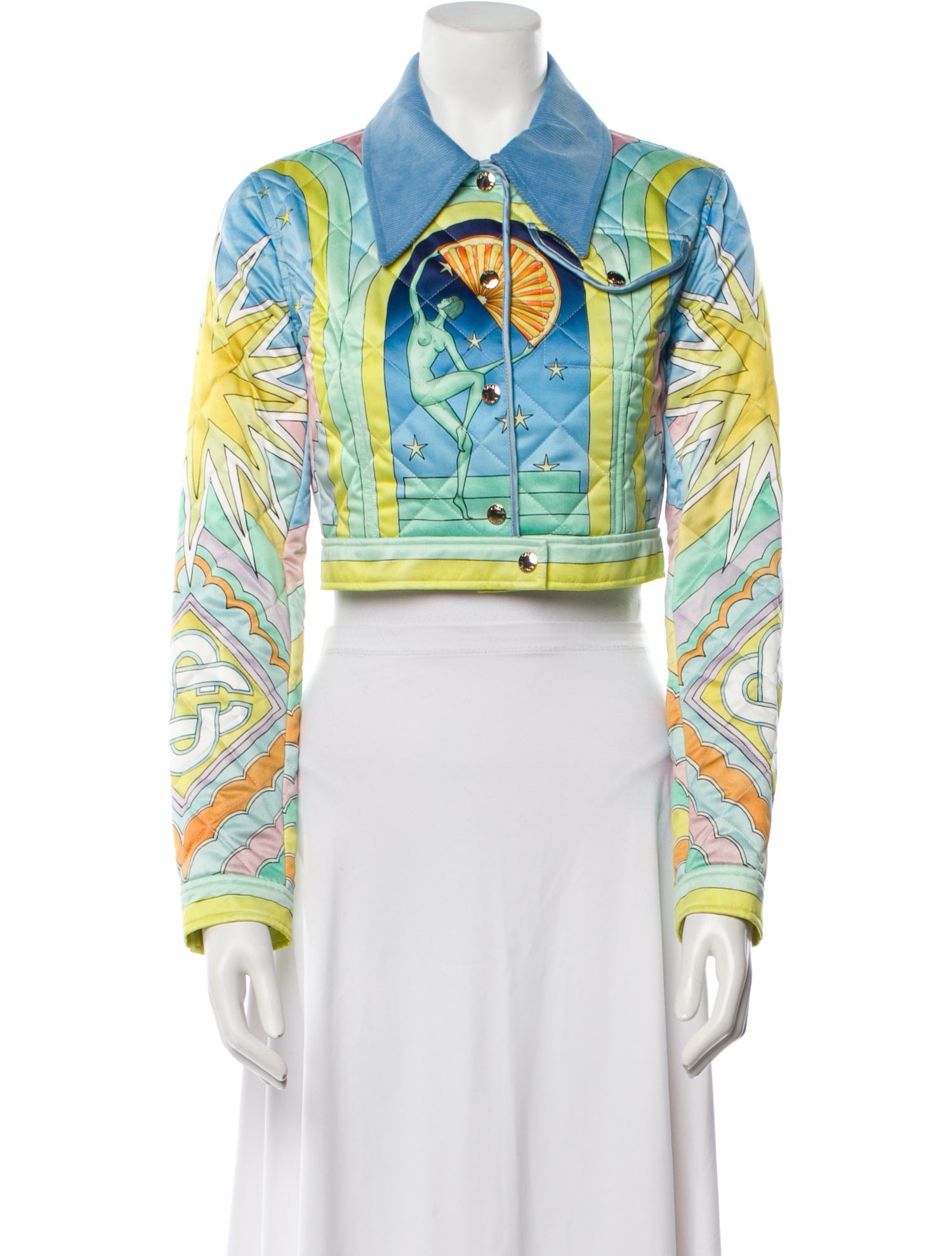 Casablanca 2022 Art Deco Quilted Cropped Jacket
