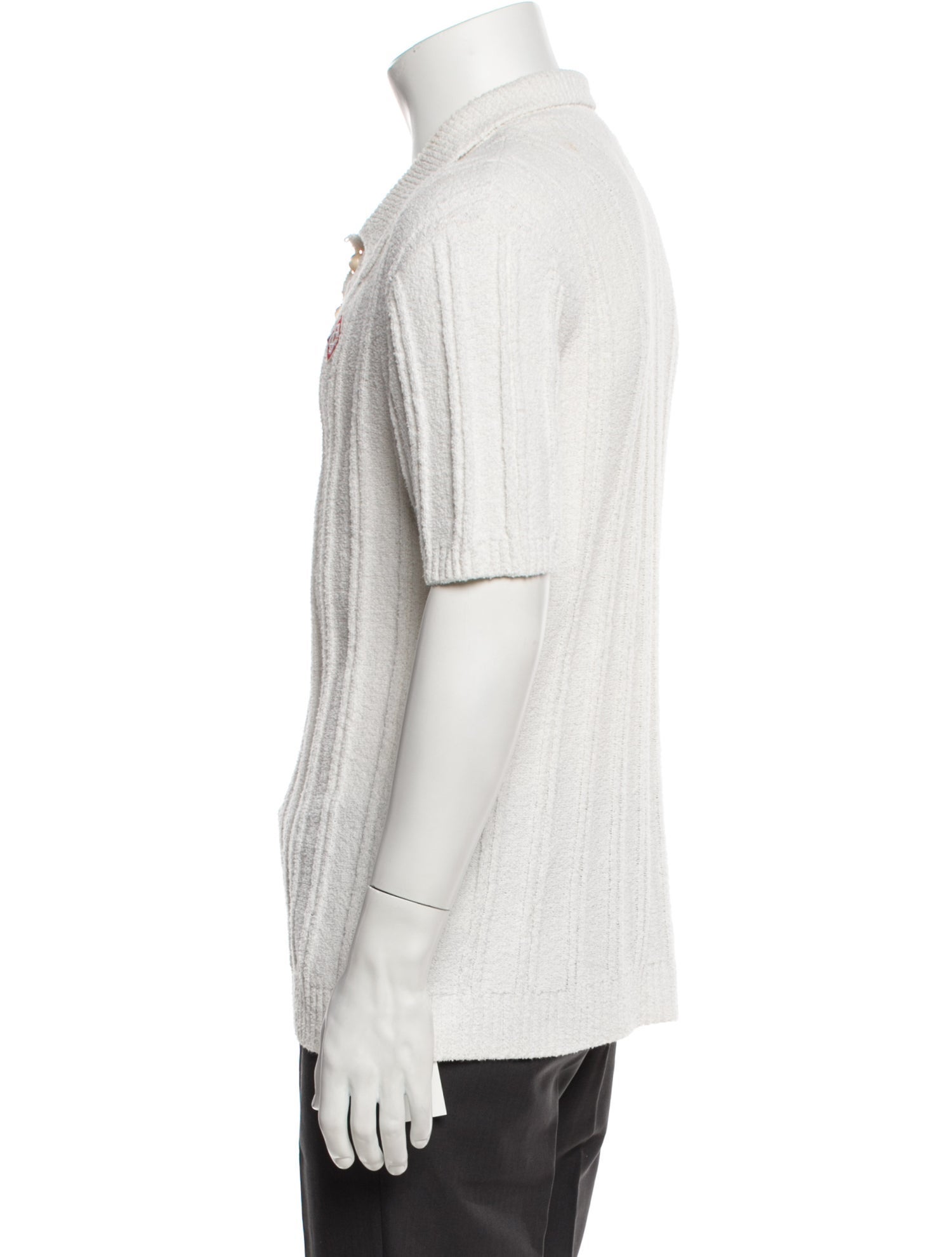 Casablanca Faux Pearl Accents Collar Polo Shirt