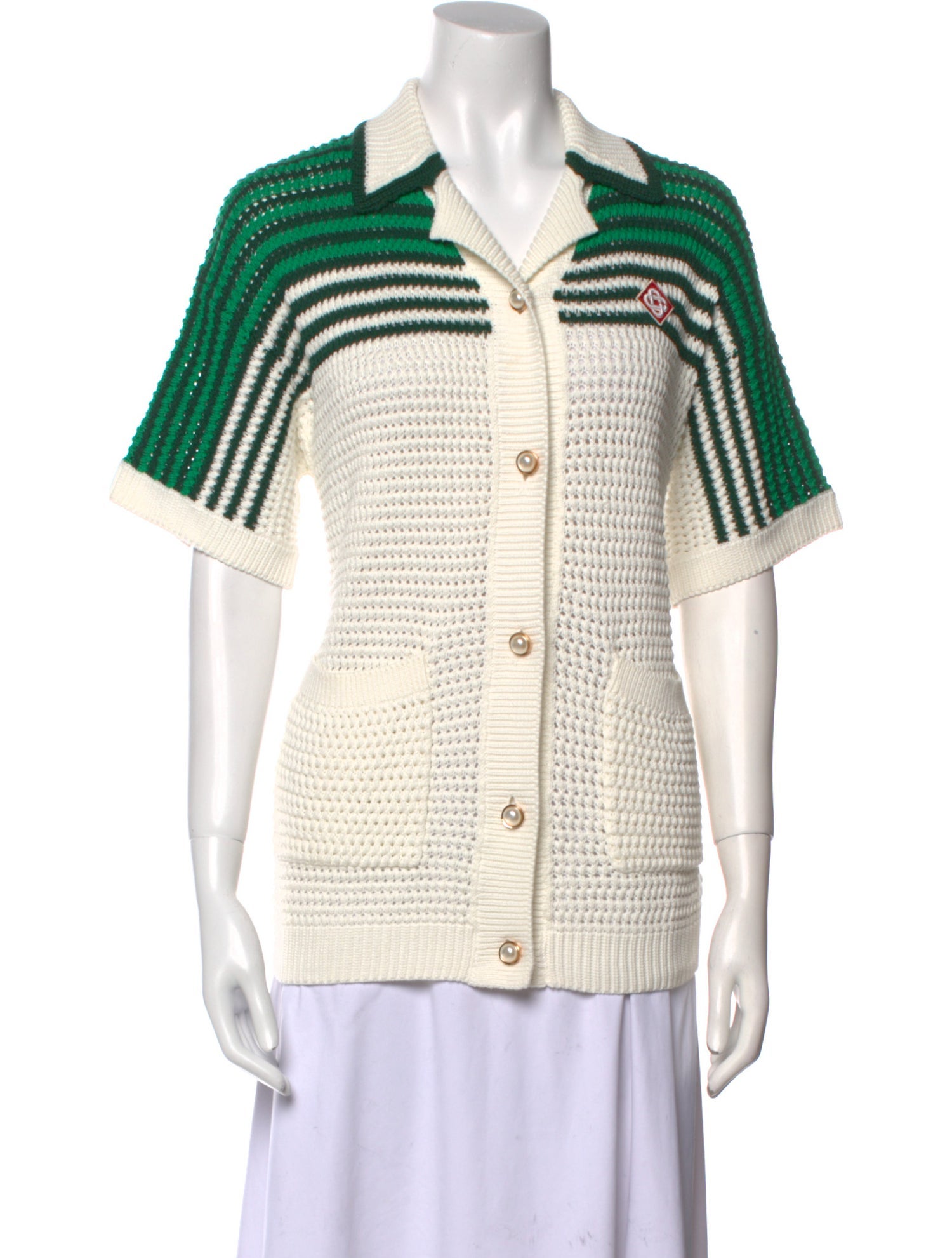 Casablanca Tennis Crochet Striped Sweater