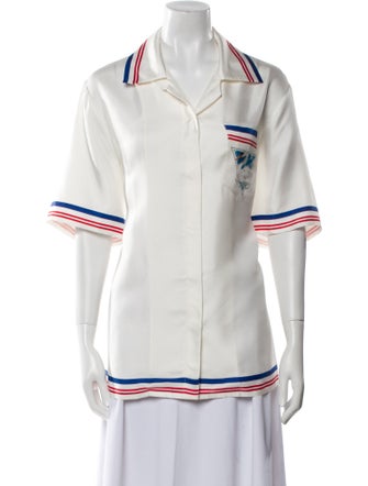 Casablanca 2022 'Casablanca Par Avion' Cuban Collar Short Sleeve Button-Up Top