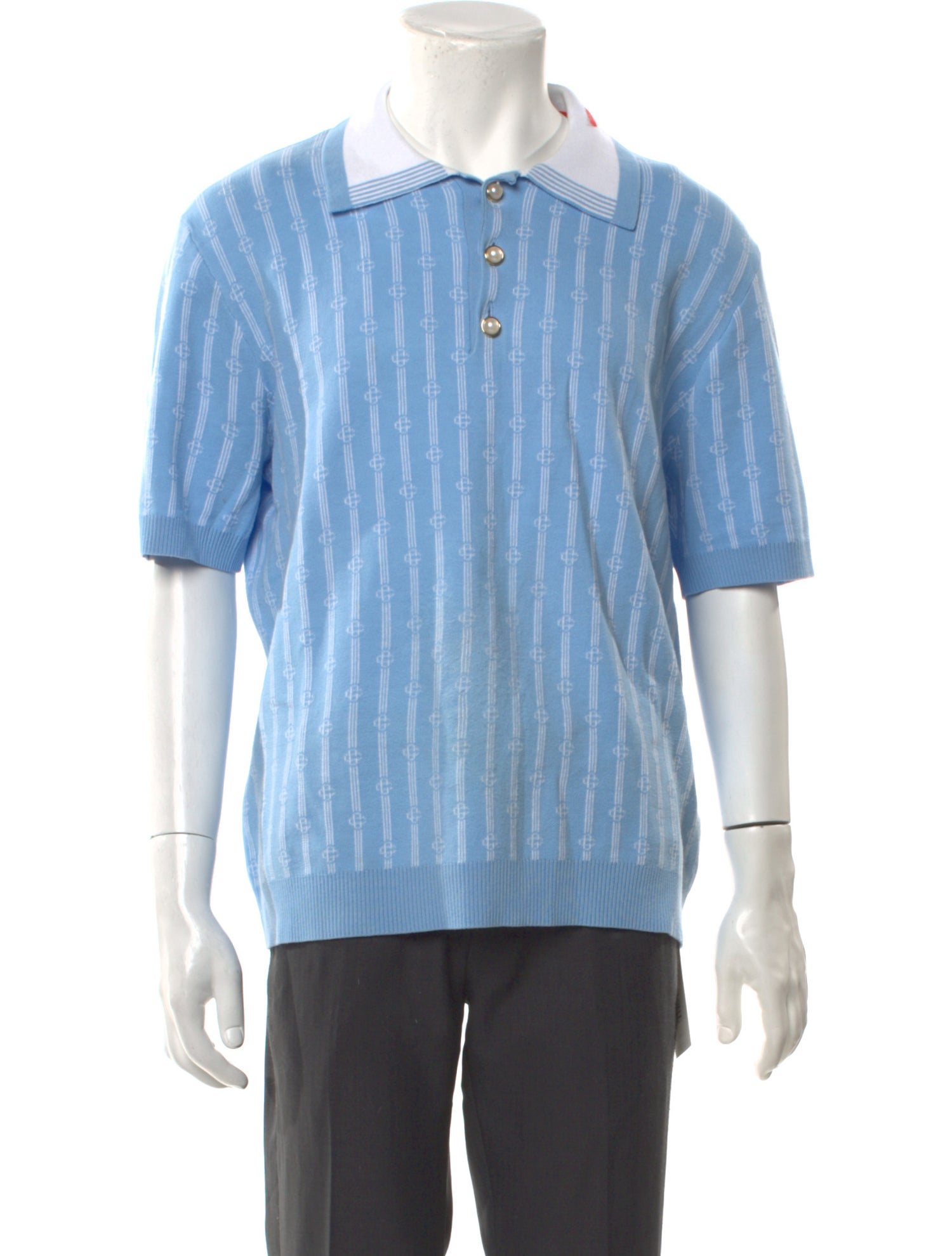 Casablanca Striped V-Neck Polo Shirt w/ Tags