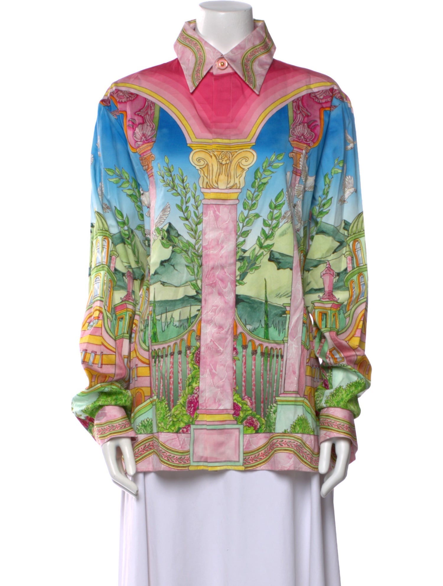 Casablanca Printed Long Sleeve Button-Up Top