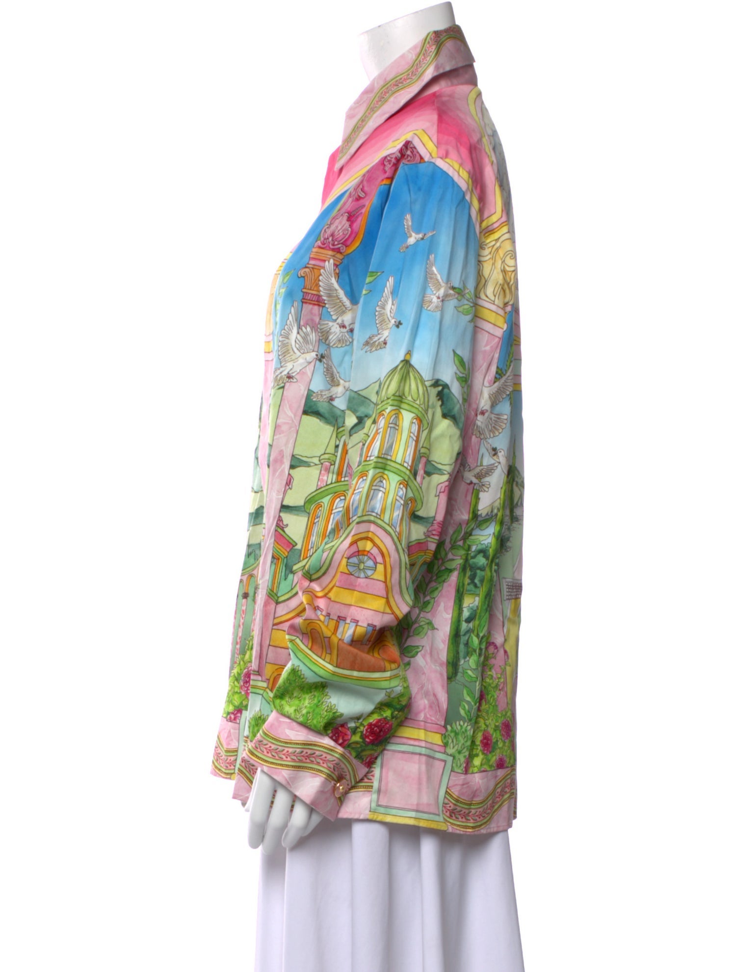 Casablanca Printed Long Sleeve Button-Up Top