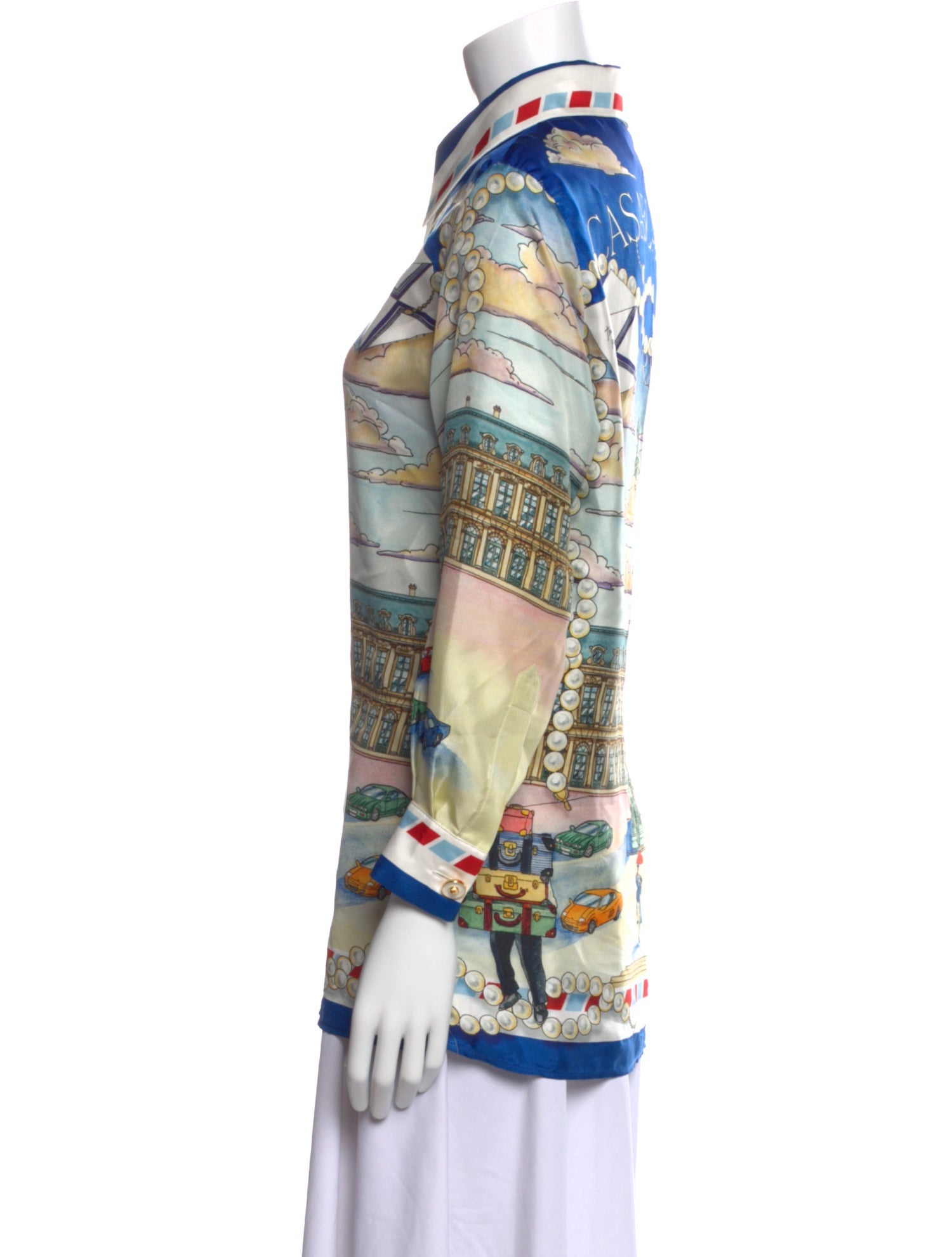 Casablanca Silk Printed Button-Up Top