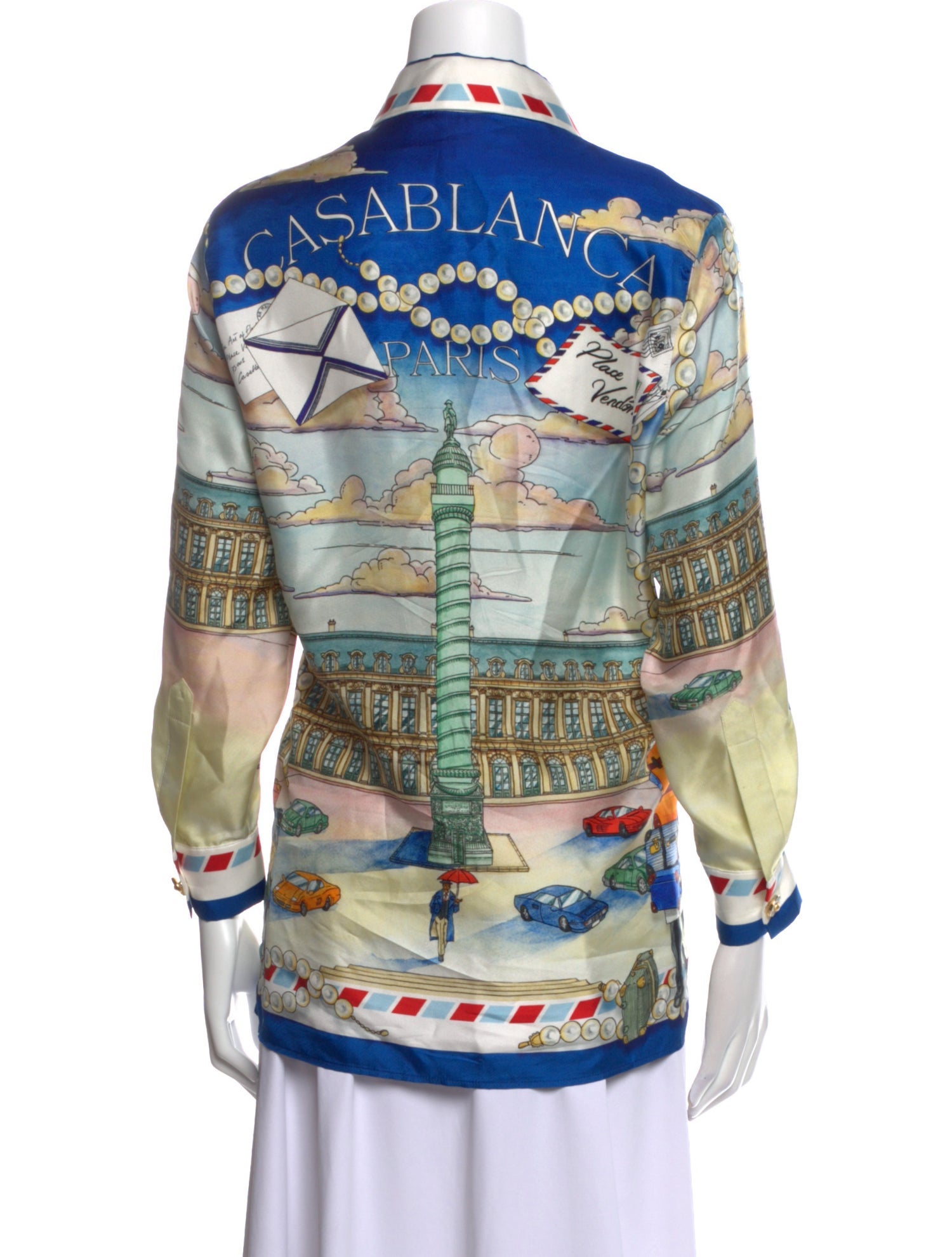 Casablanca Silk Printed Button-Up Top
