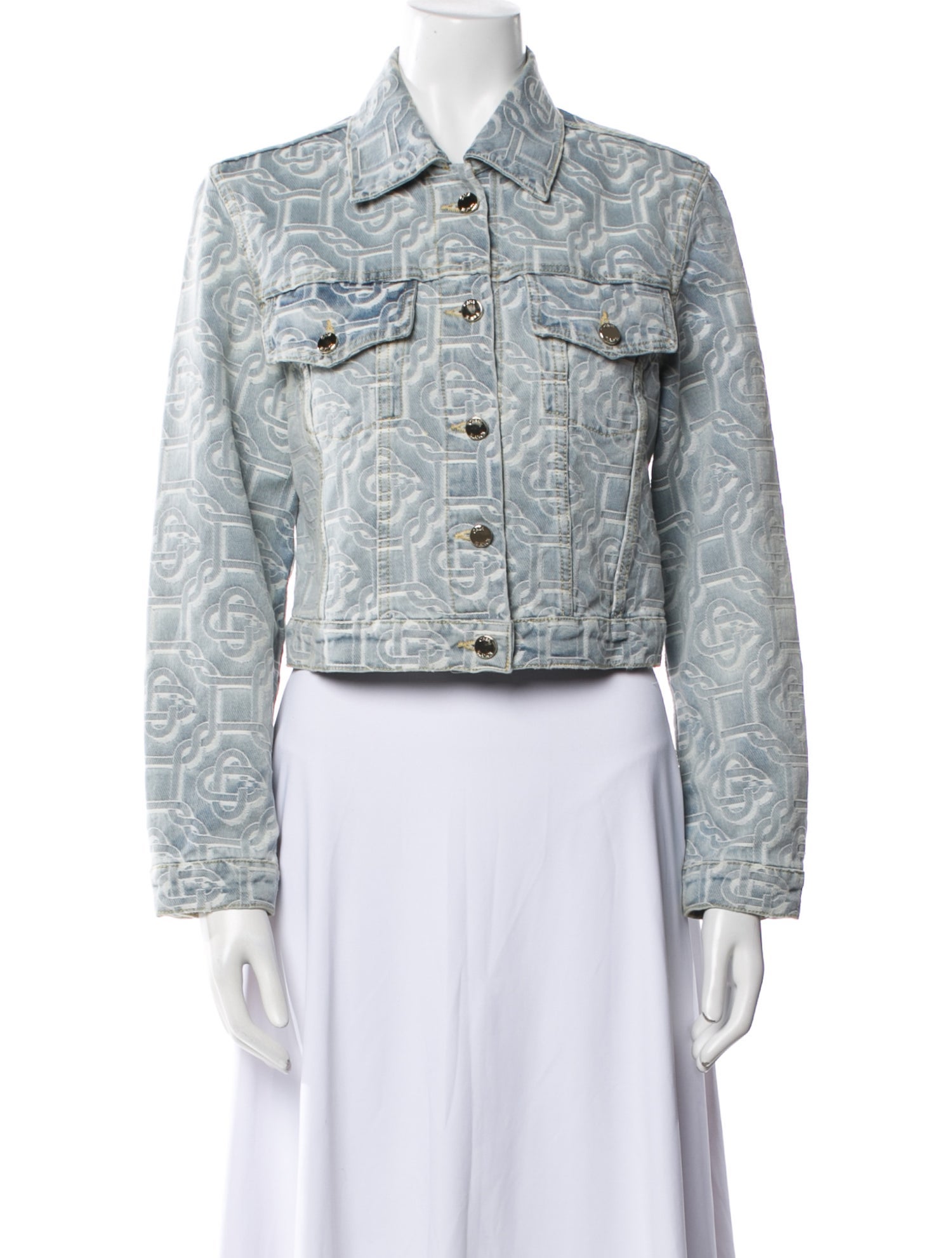 Casablanca Tweed Pattern Denim Jacket