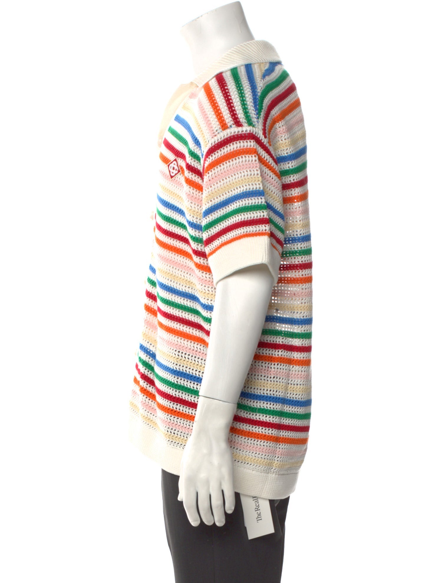 Casablanca Striped V-Neck Polo Sweater