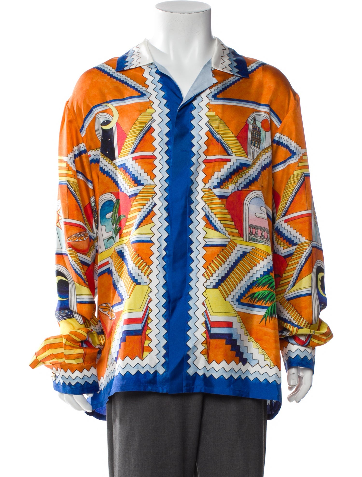 Casablanca Silk Graphic Print Shirt