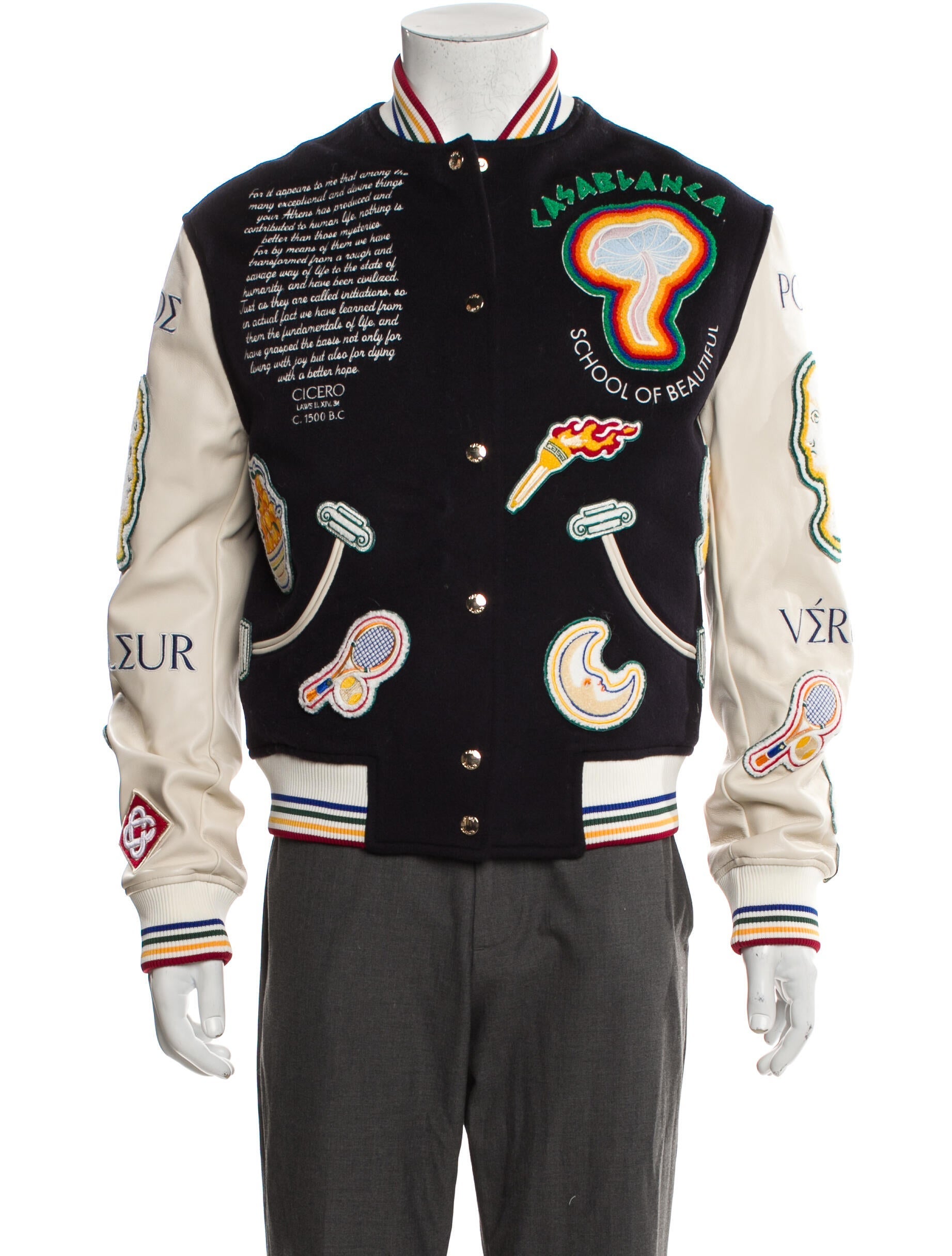 Casablanca 2024 Chenille Embroidered Patchwork Bomber Jacket