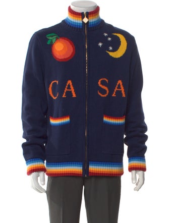 Casablanca Graphic Print Turtleneck Cardigan