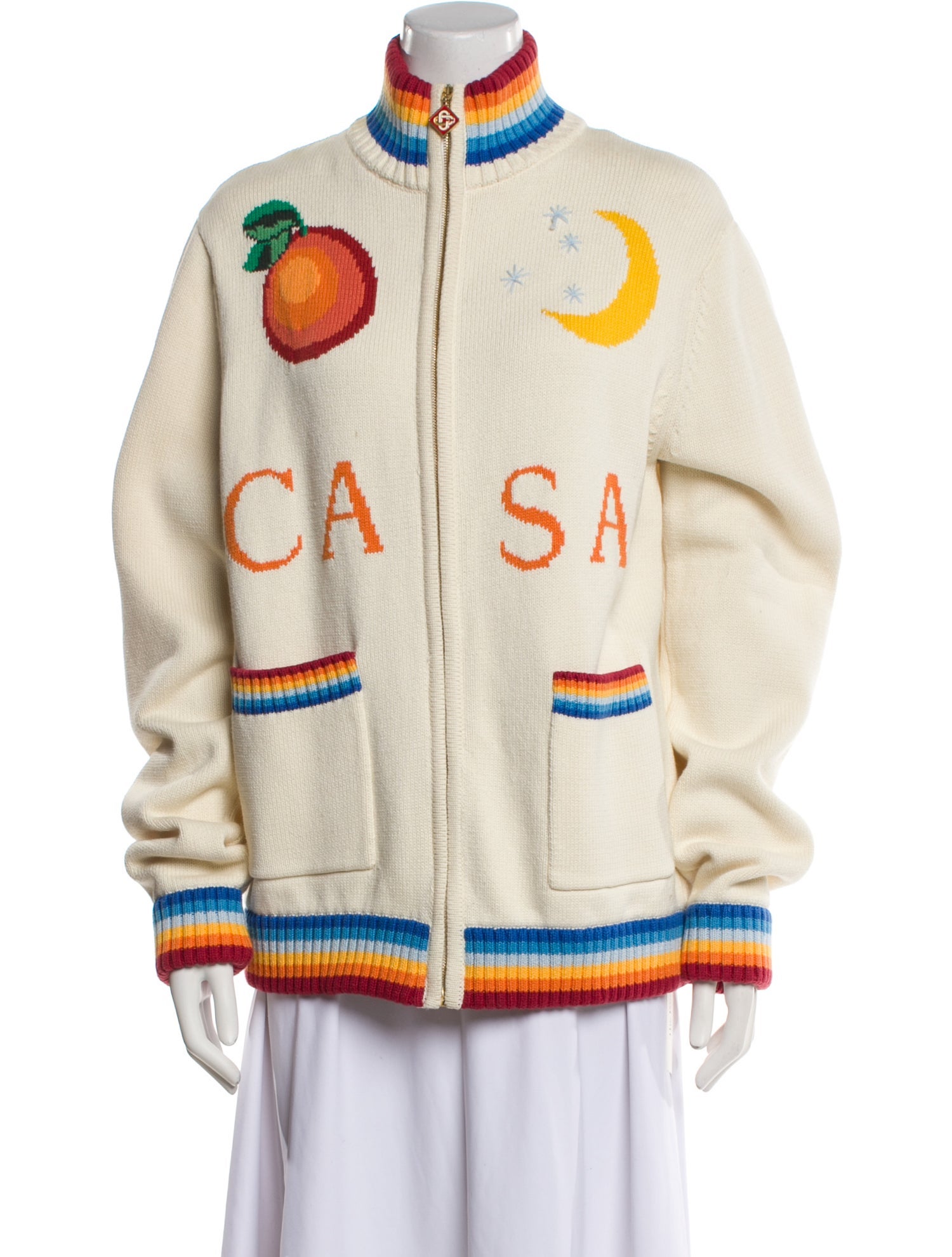 Casablanca 2022 Casa Club Knit 'Off White' Varsity Jacket w/ Tags