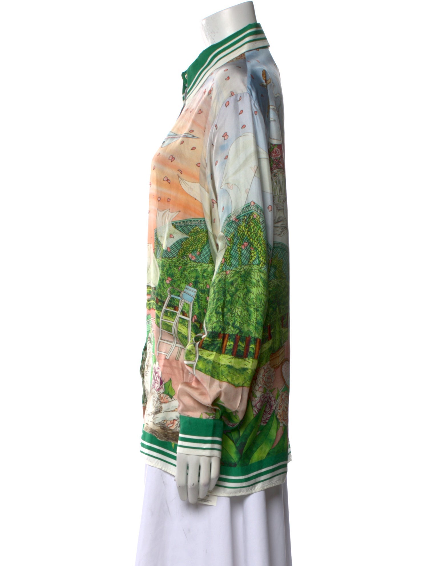 Casablanca Silk Printed Button-Up Top