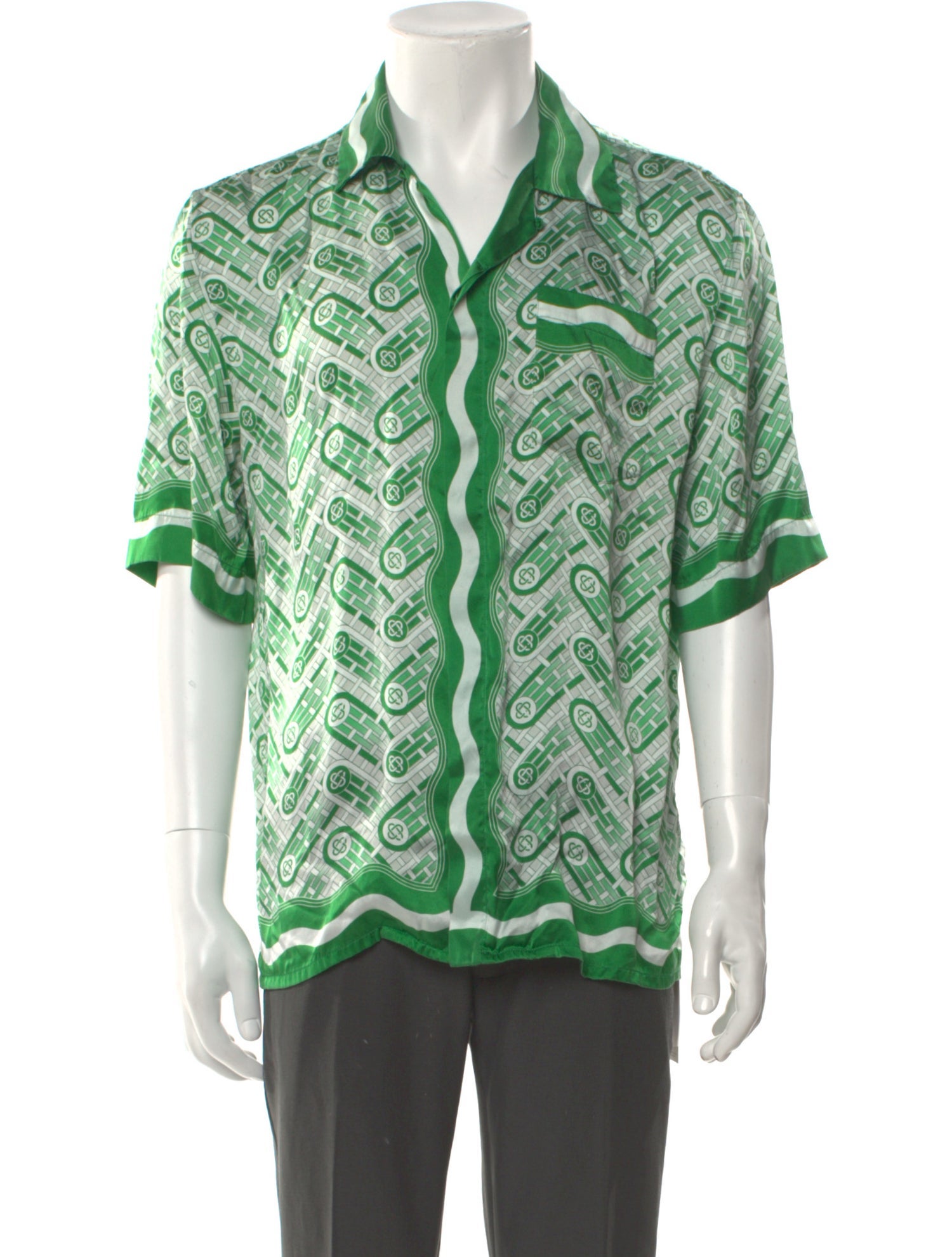 Casablanca Silk Graphic Print Denim Shirt