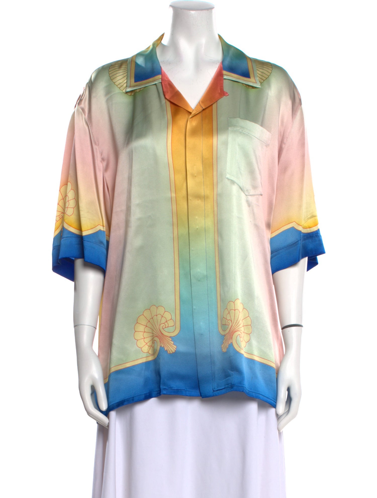 Casablanca Silk Printed Button-Up Top
