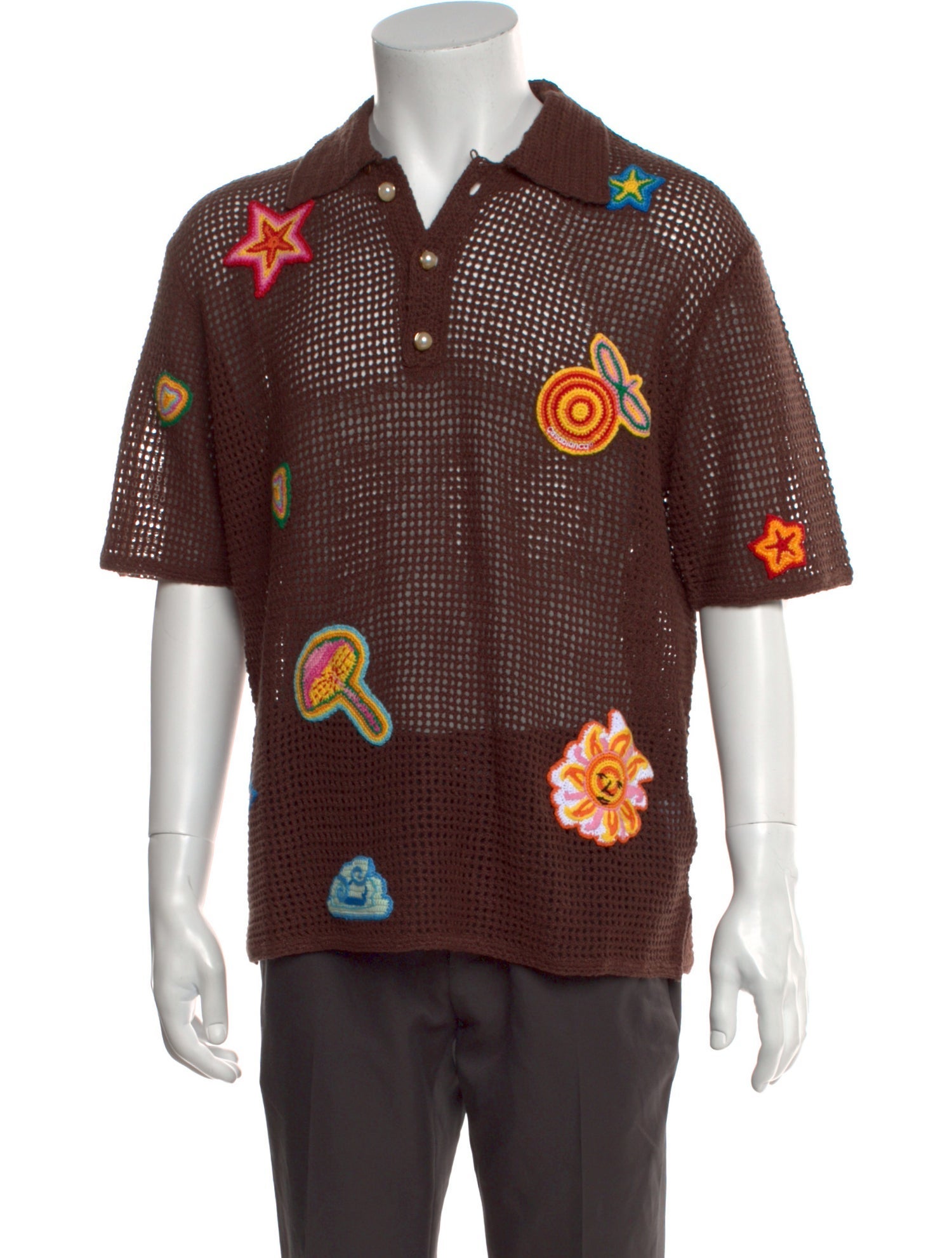 Casablanca Printed V-Neck Polo Sweater w/ Tags