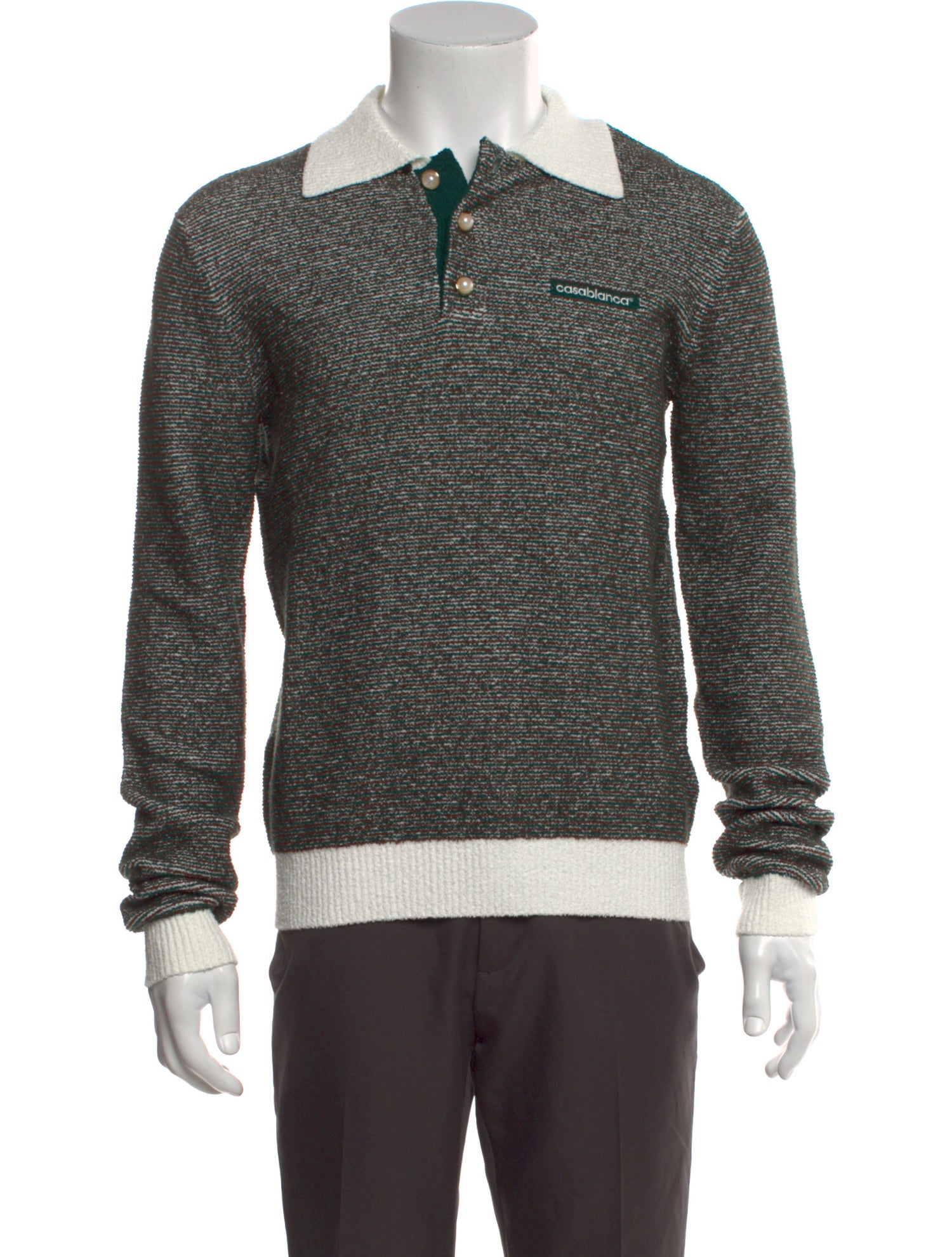 Casablanca Striped V-Neck Polo Sweater w/ Tags