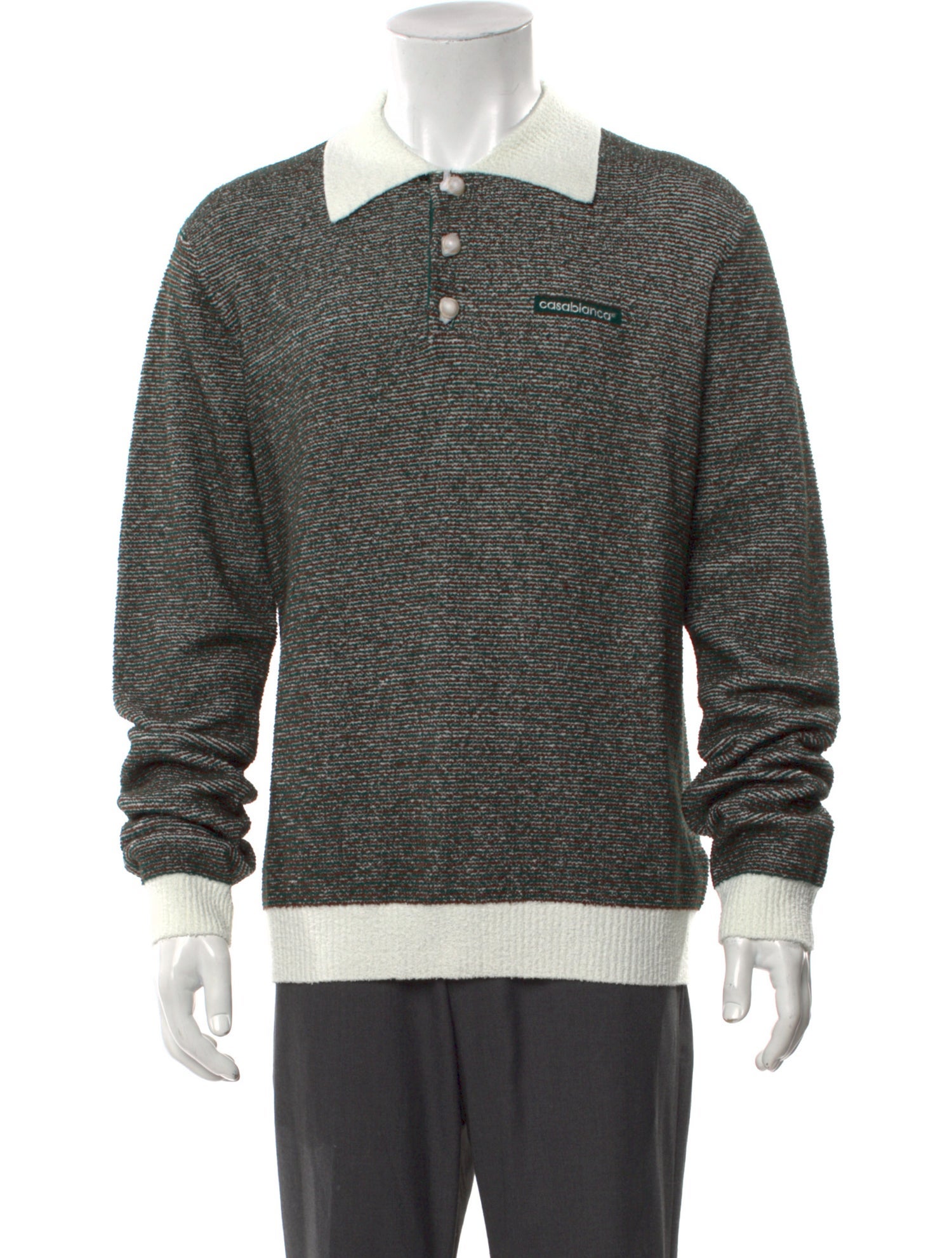 Casablanca Collar Long Sleeve Polo Sweater