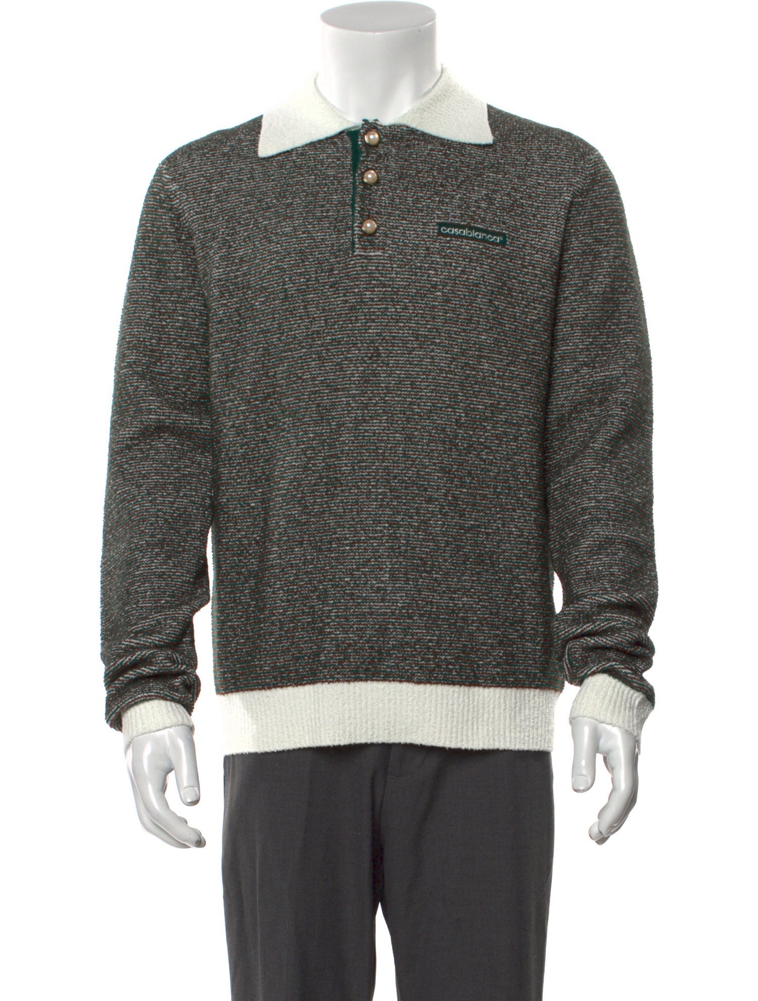 Casablanca 2025 Boucle Striped Polo Sweater
