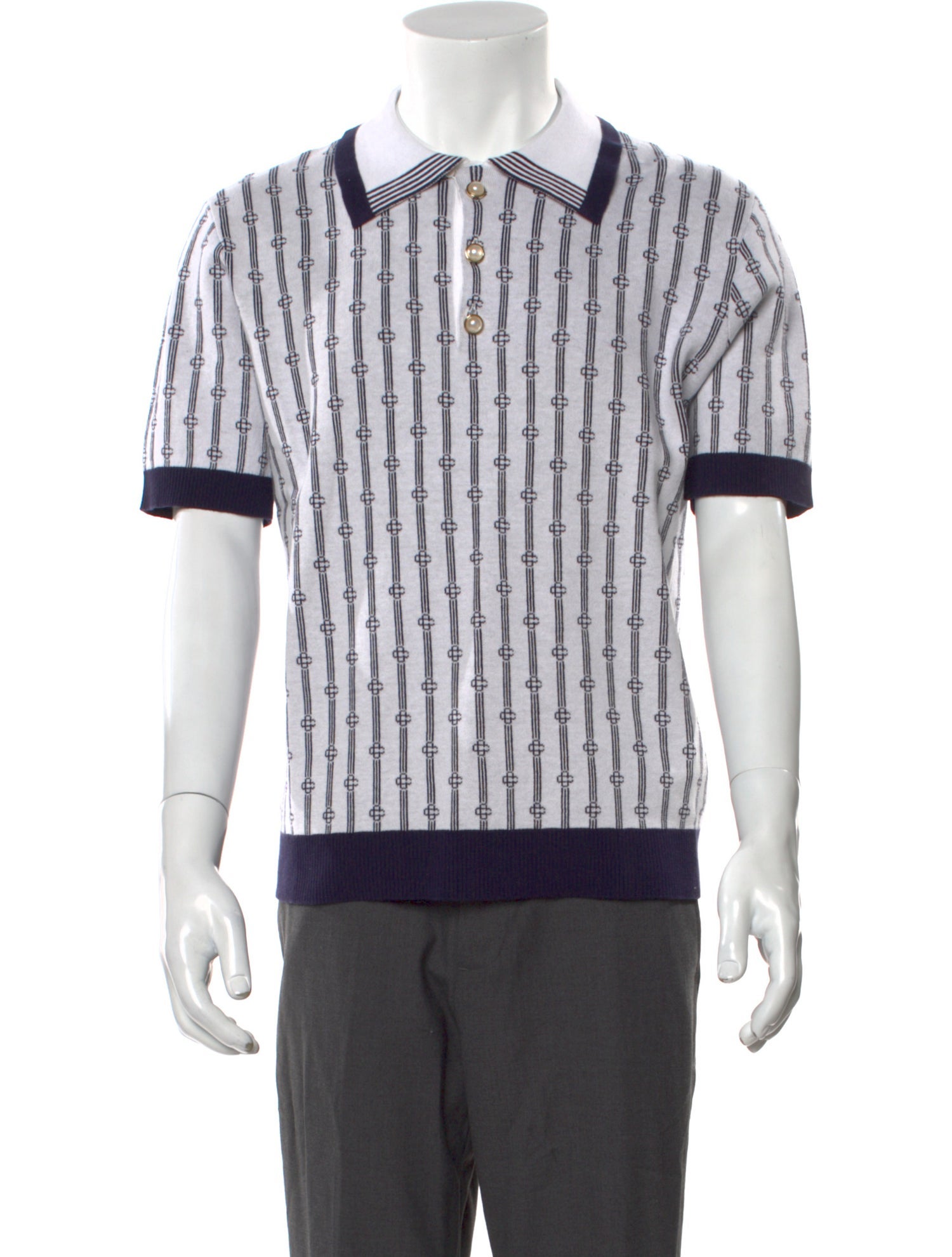 Casablanca Striped Collar Polo Sweater