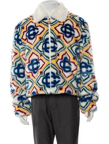 Casablanca Outerwear 2025 Collared Faux Fur Trucker Jacket XL