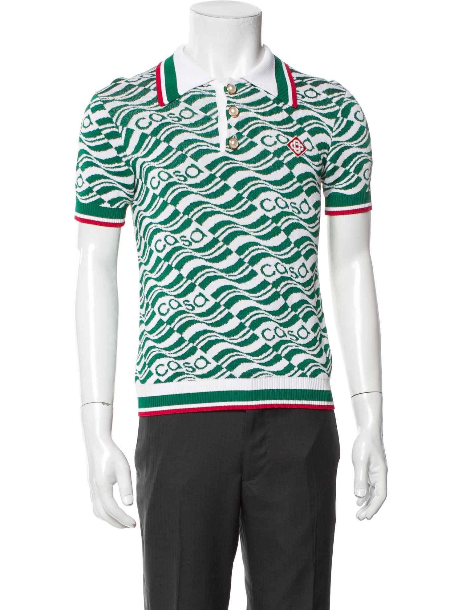 Casablanca Printed V-Neck Polo Shirt