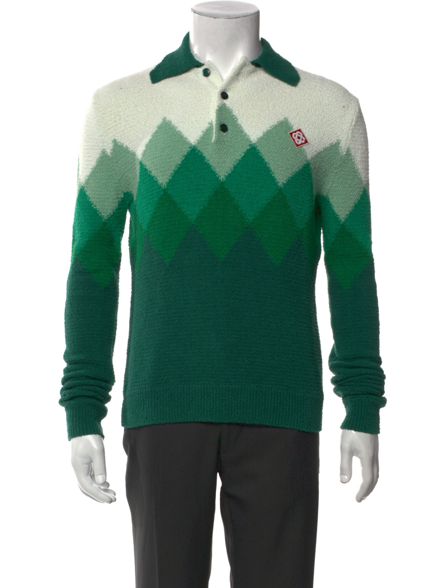 Casablanca 2021 Colorblock Pattern Polo Sweater