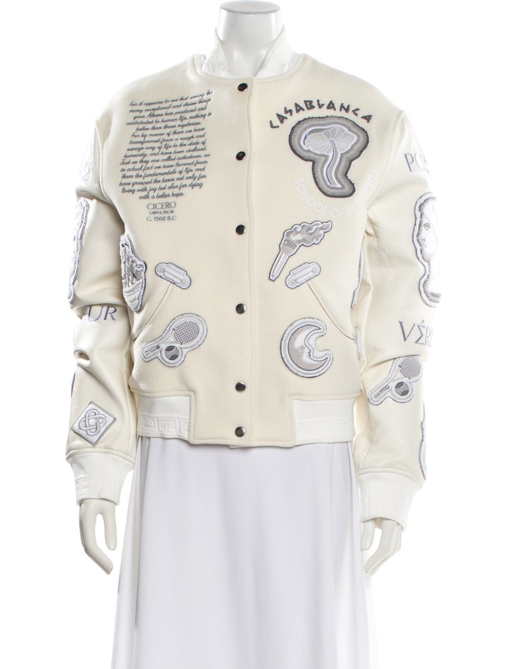 Casablanca Chenille Patchwork Bomber Wool Jacket - image 1