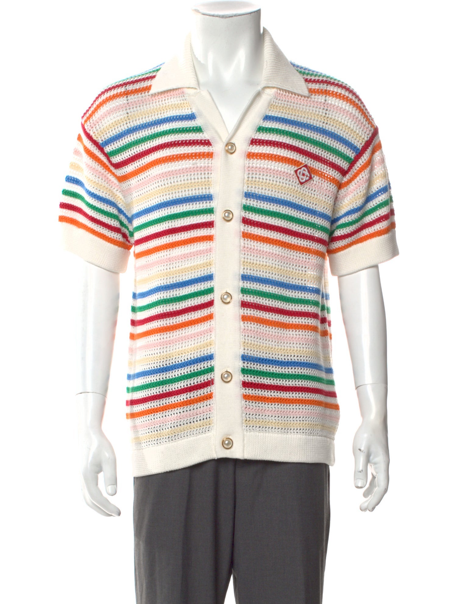 Casablanca Braid Striped Striped Polo Sweater