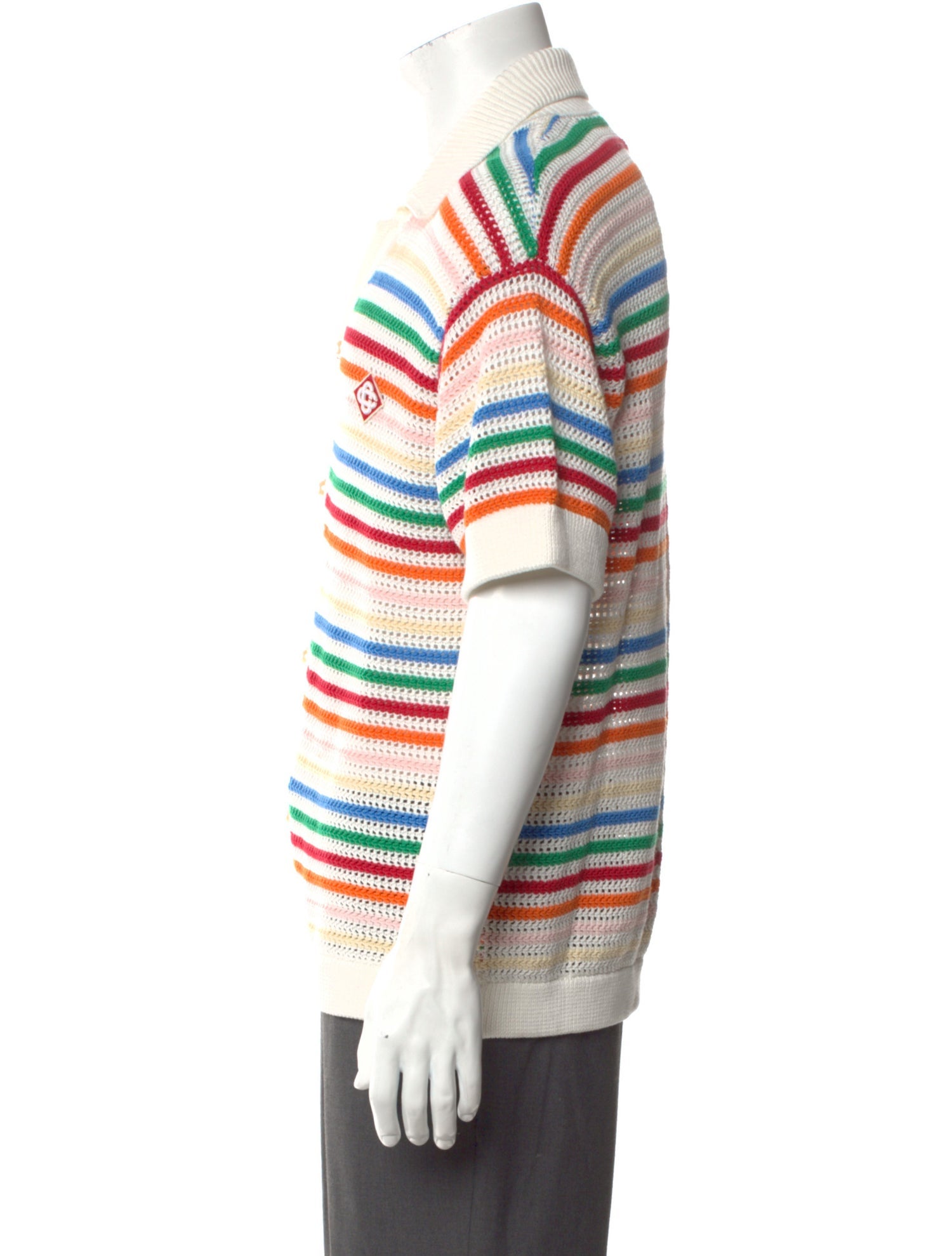 Casablanca Braid Striped Striped Polo Sweater