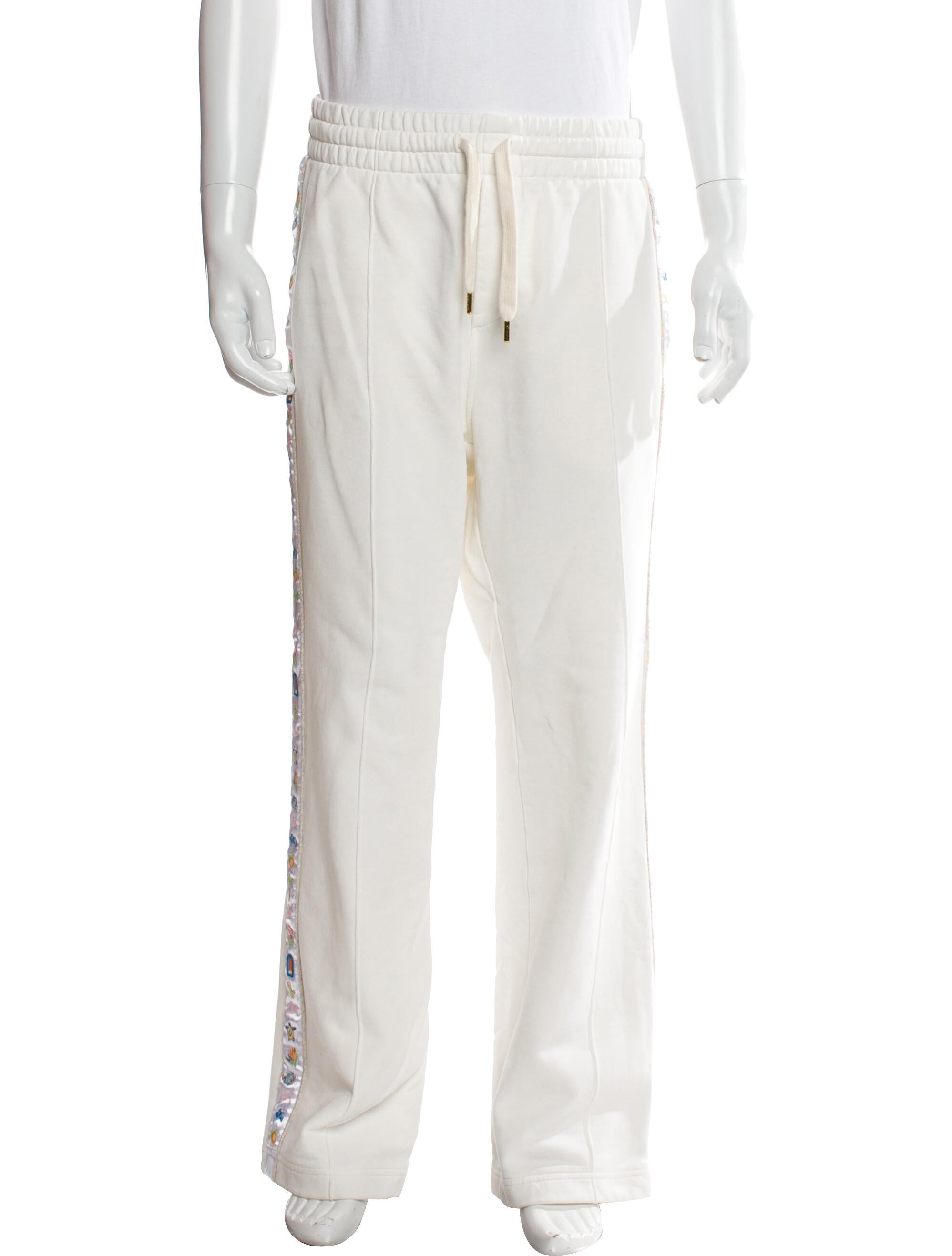 Casablanca Icons Embroidered Satin Tape Sweatpants Joggers