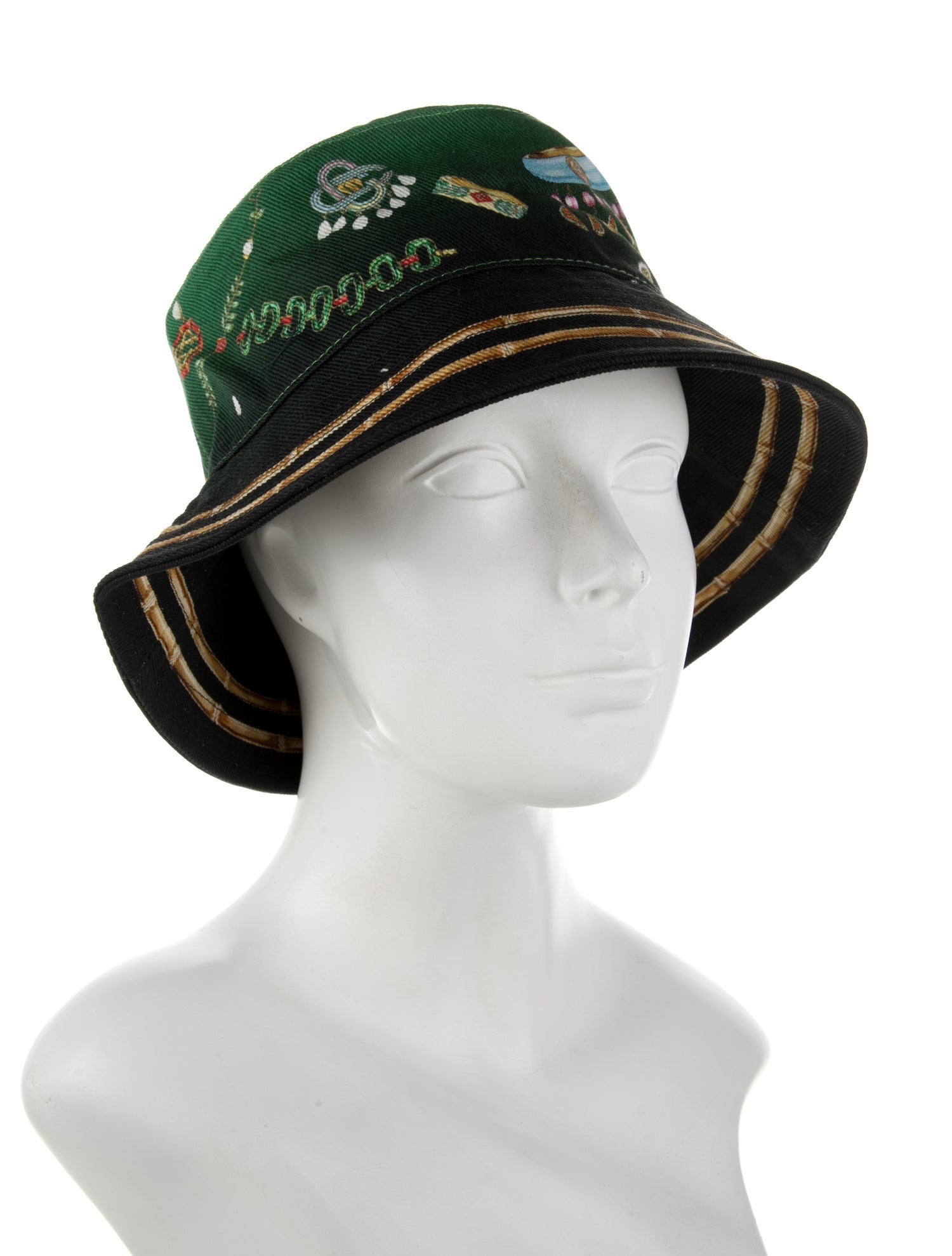 Casablanca Printed Denim Bucket Hat w/Tags