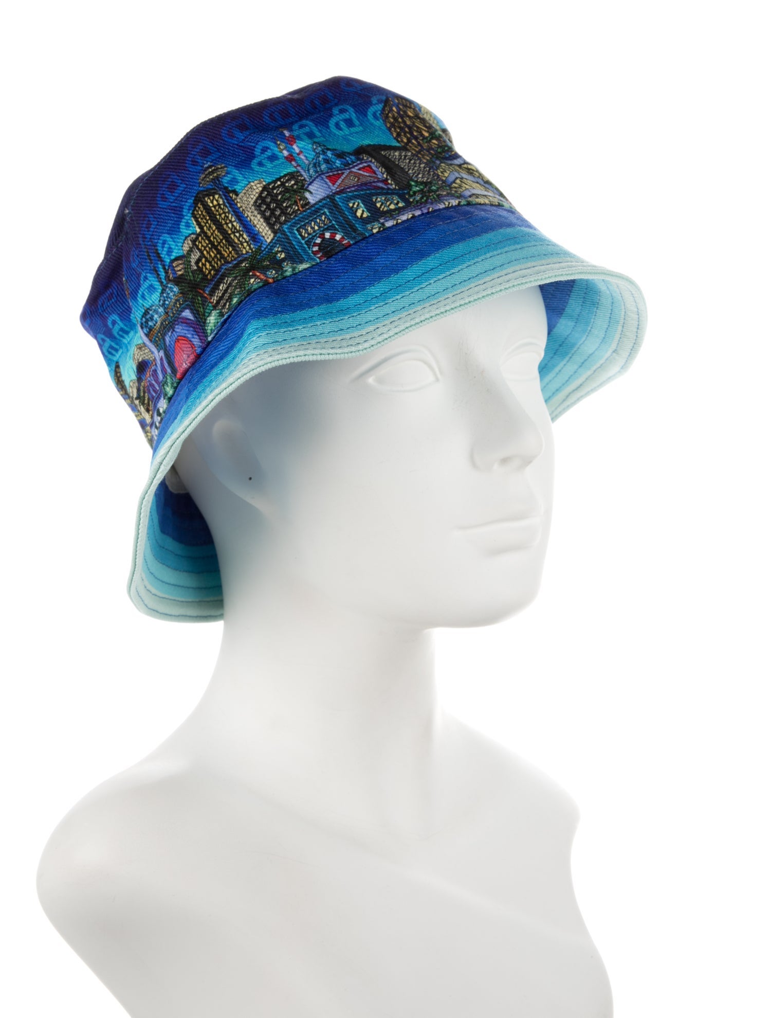 Casablanca Printed Denim Bucket Hat w/Tags