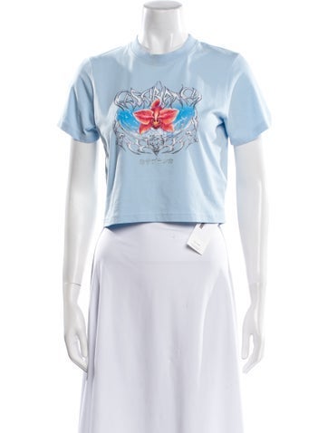 Pre-owned Casablanca 2025 Blades Short Sleeve T-shirt In Blue