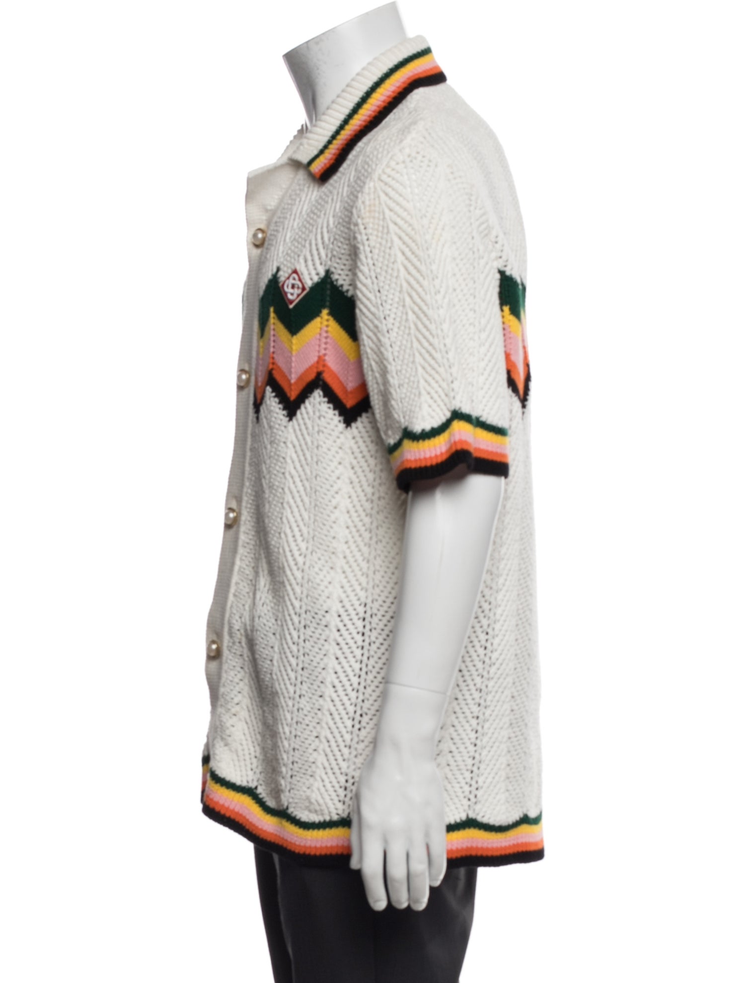 Casablanca Colorblock Pattern Collar Polo Shirt