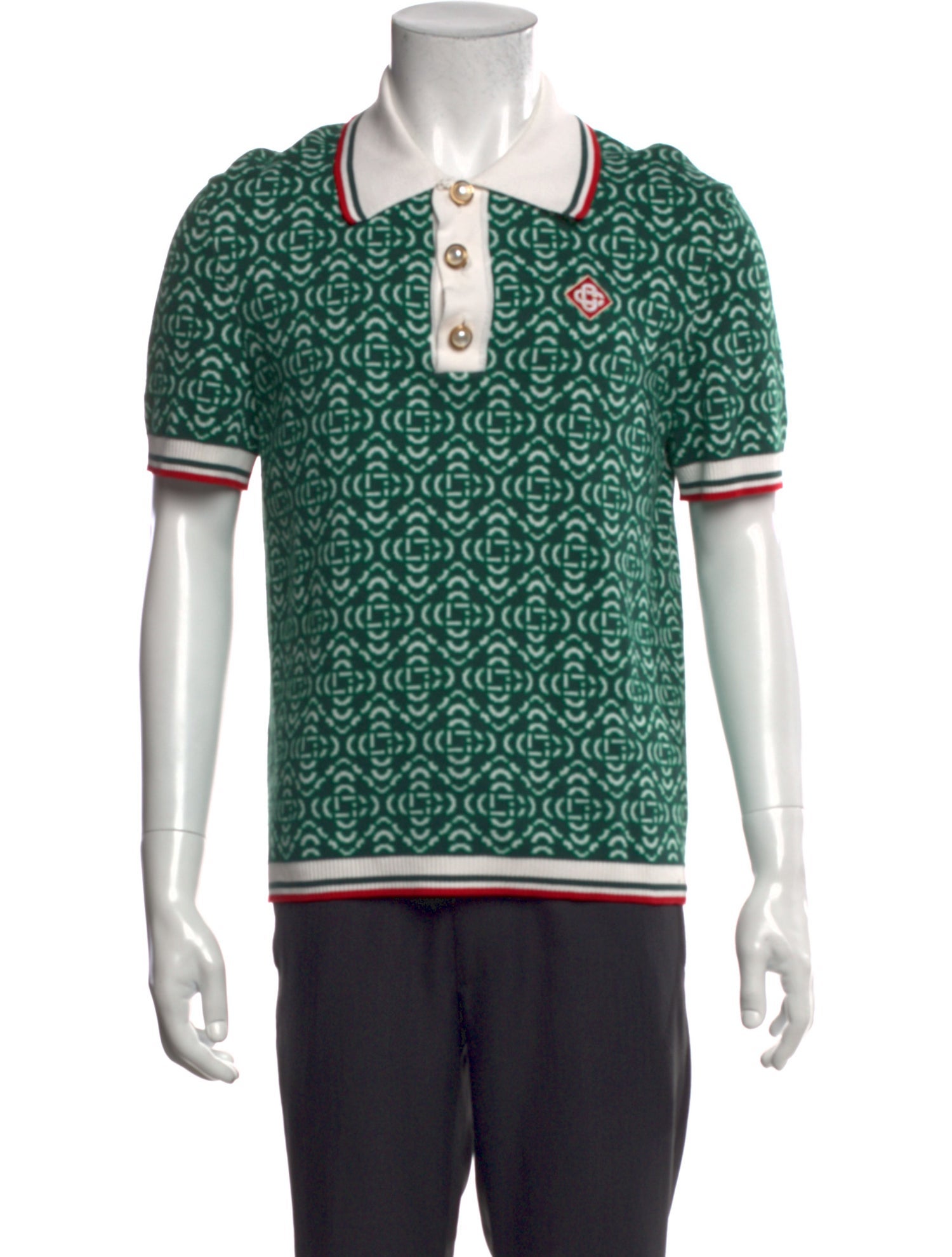 Casablanca 2023 Faux Pearl Accents Polo Shirt